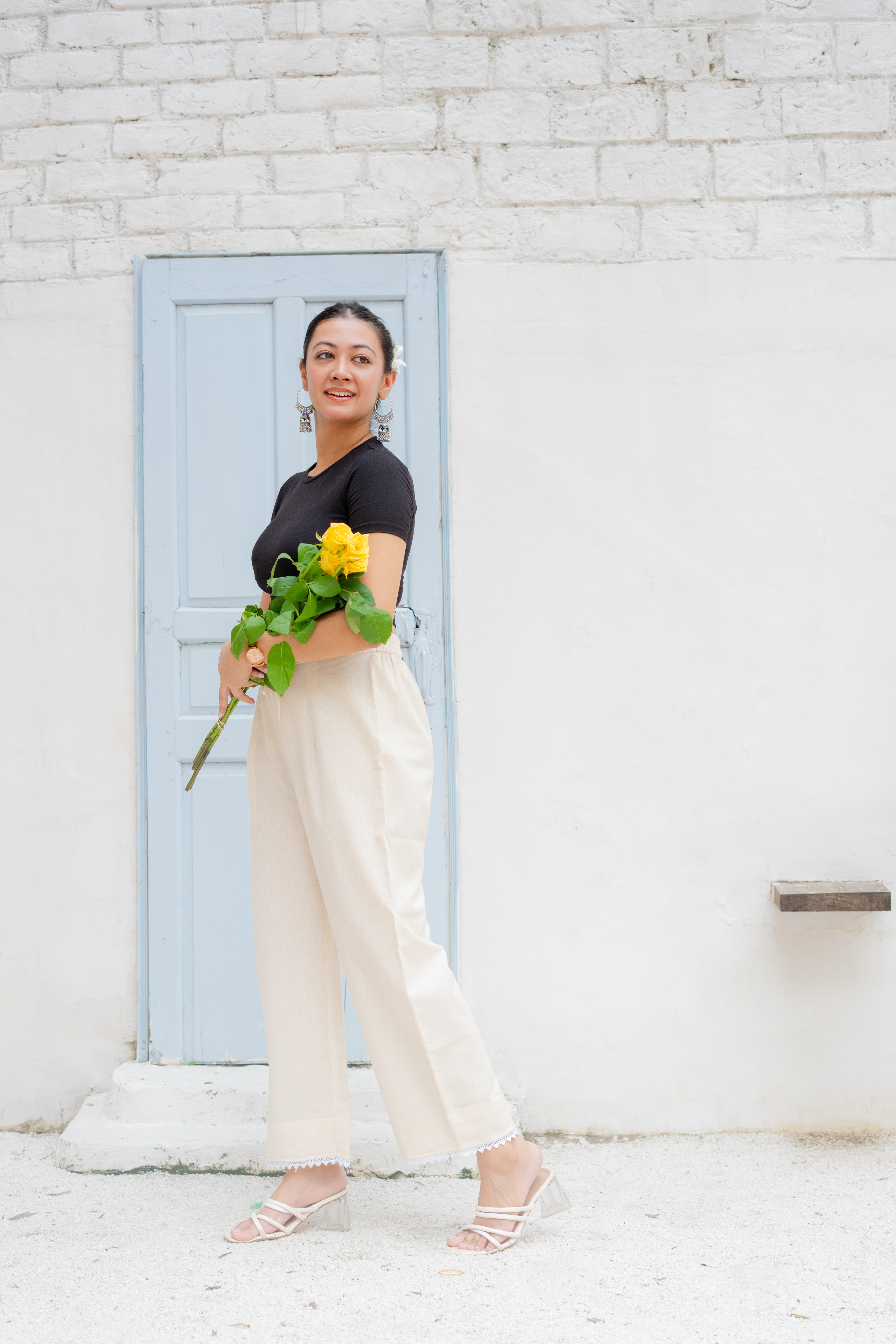 Aisha- Cotton-Linen Beige Pants