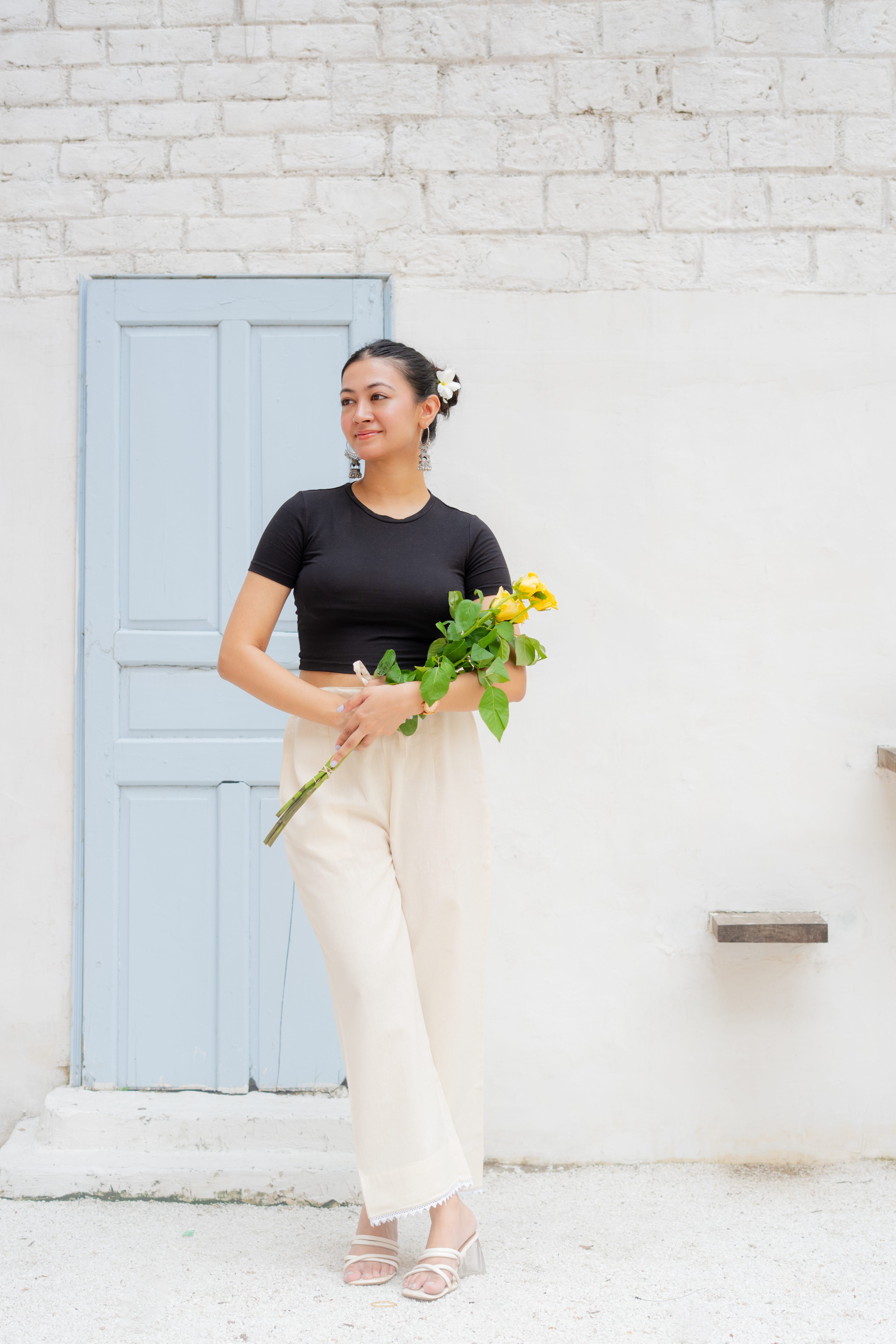 Aisha- Cotton-Linen Beige Pants