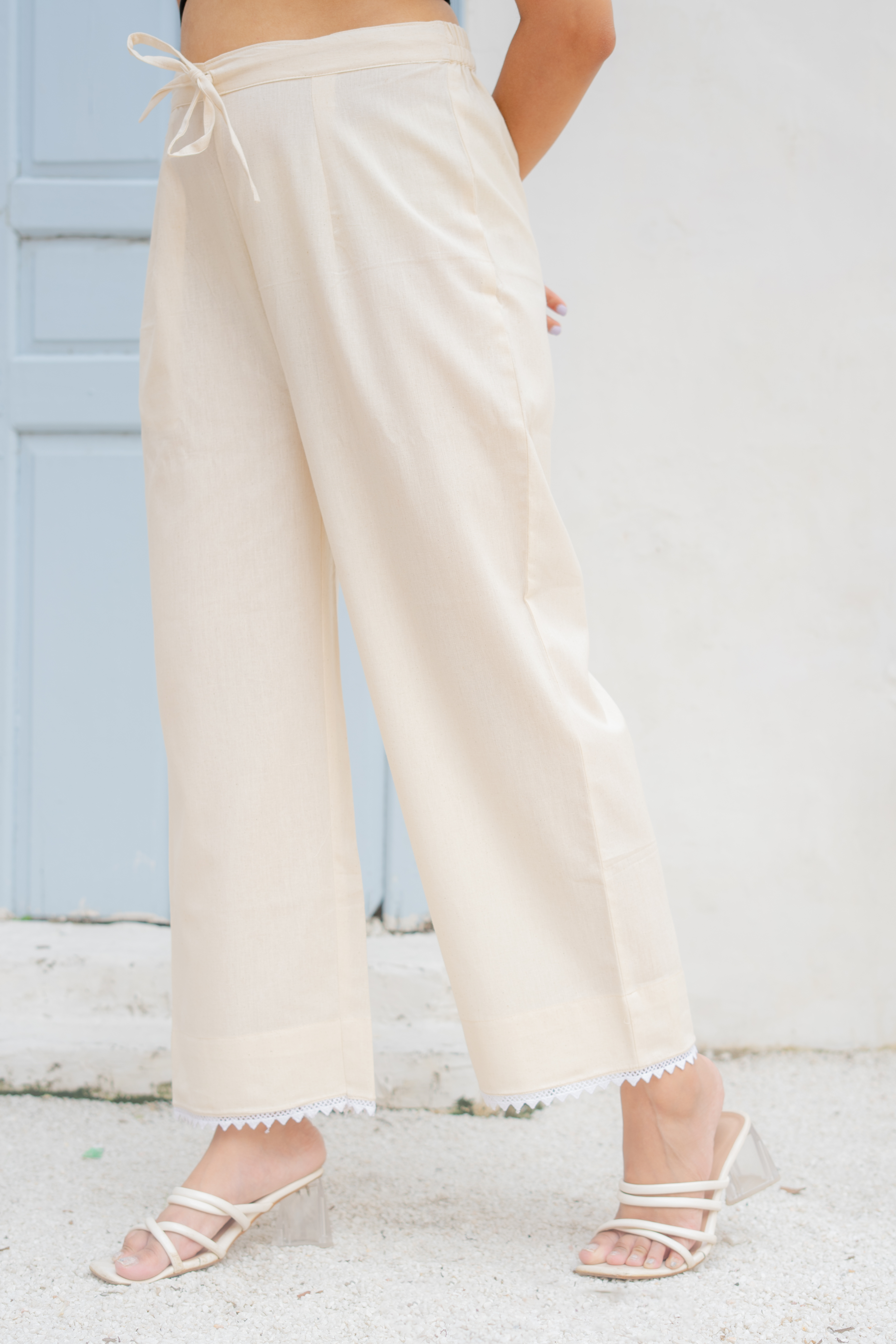Aisha- Cotton-Linen Beige Pants