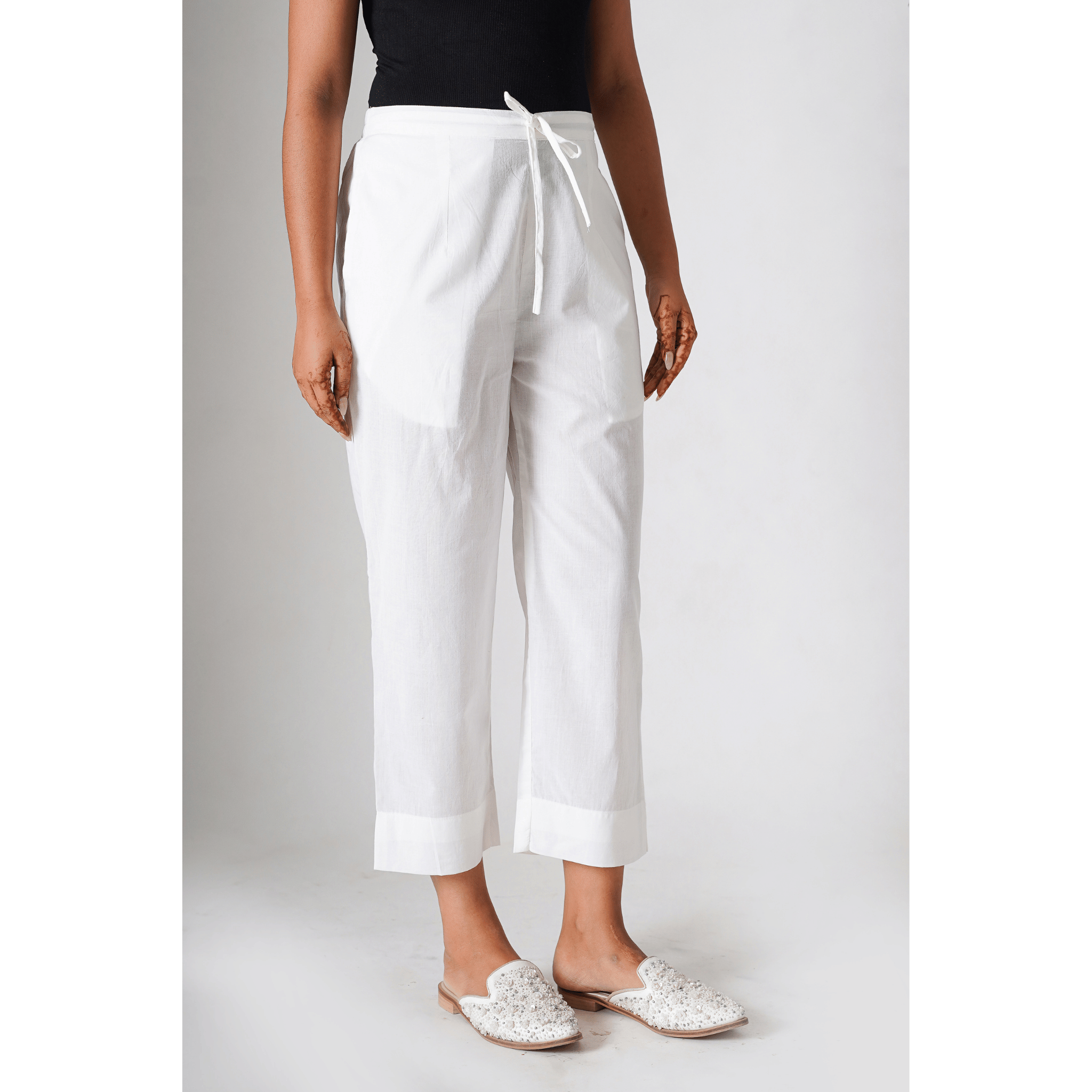 Classic White Cotton Pants