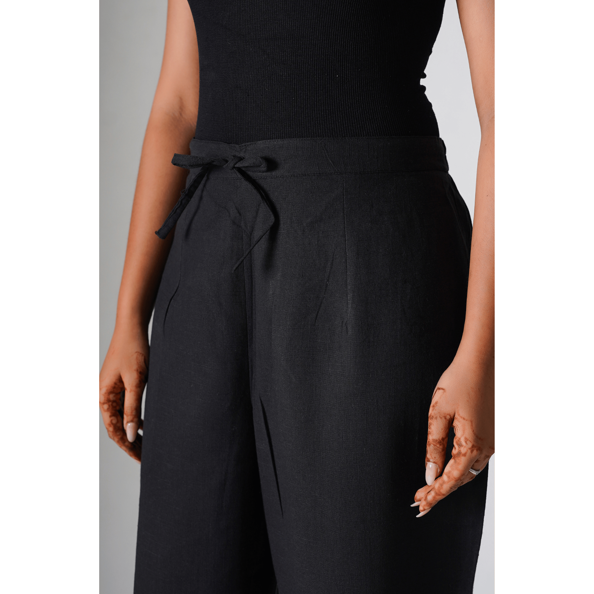 Amina Black Cotton Pants