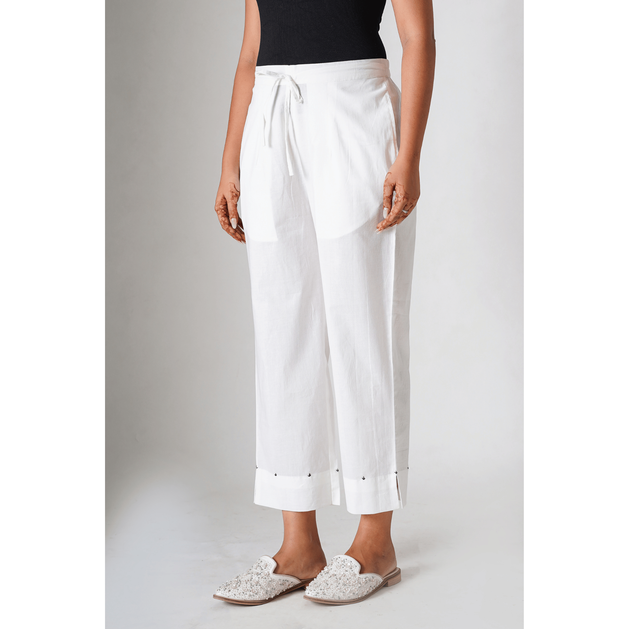 Arabis White Cotton Pants