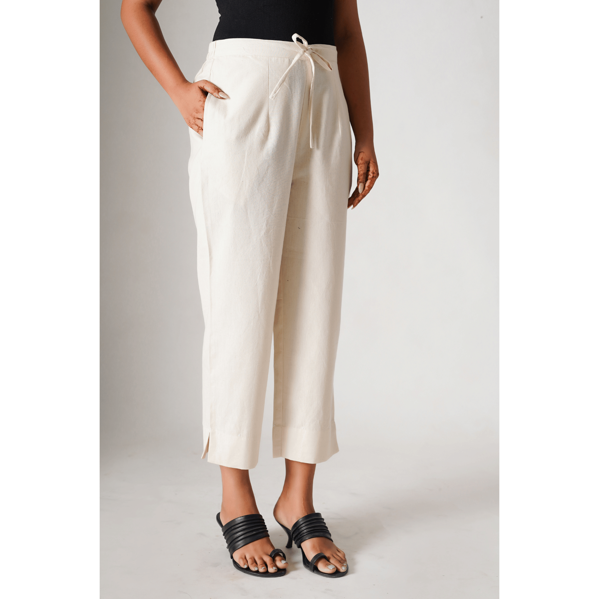 Classic Beige Cotton- Linen Pants