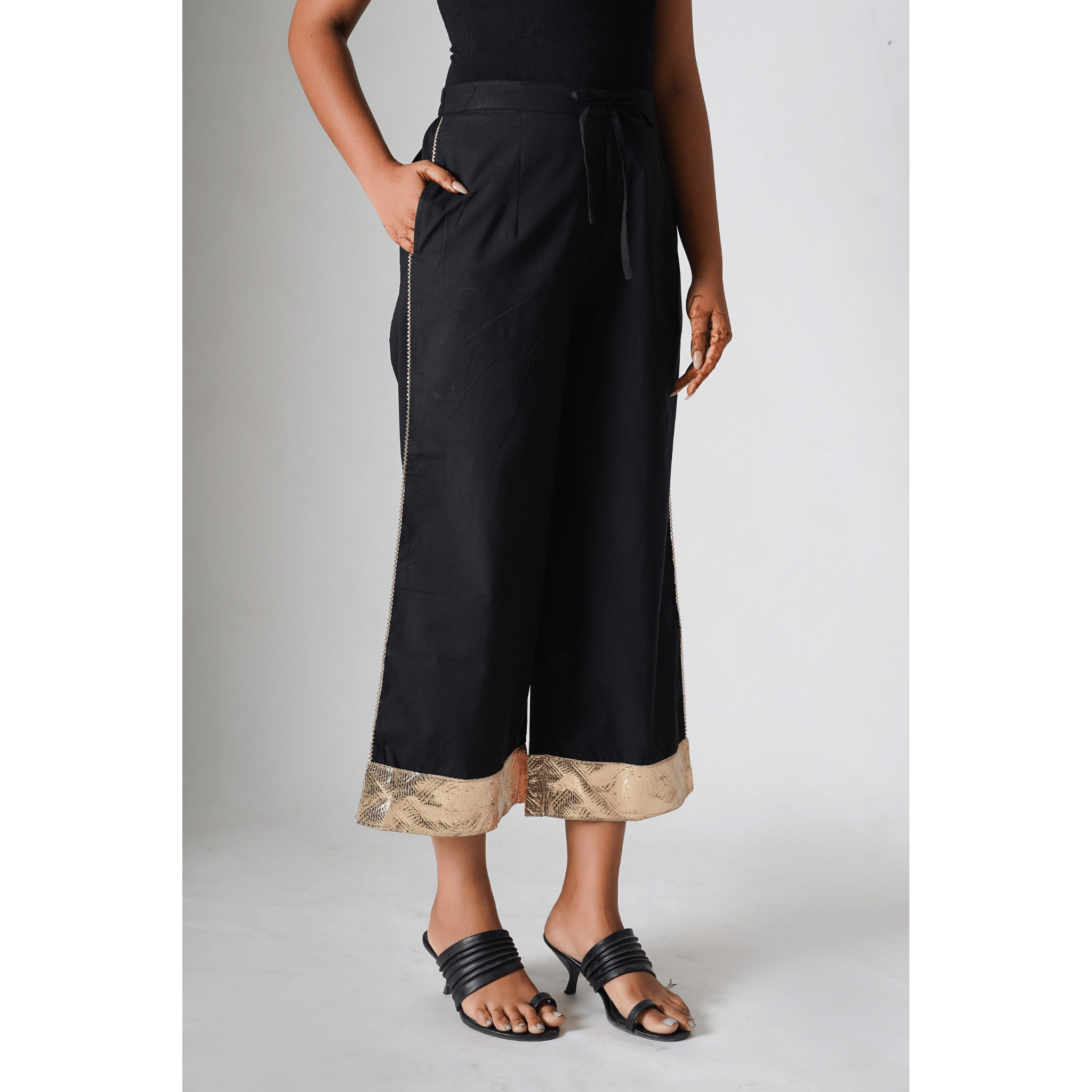 Dubai Bling Black Cotton Pants