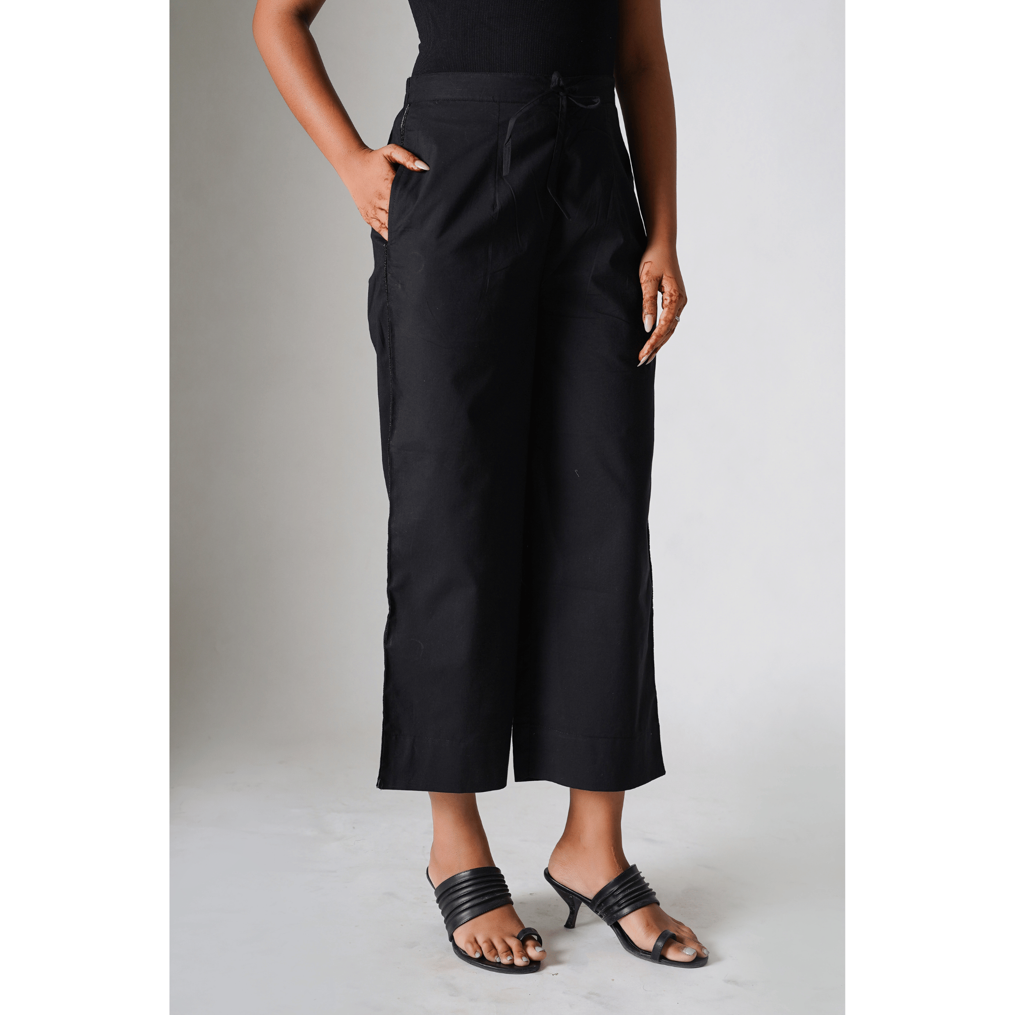 Iris Black Cotton Pants
