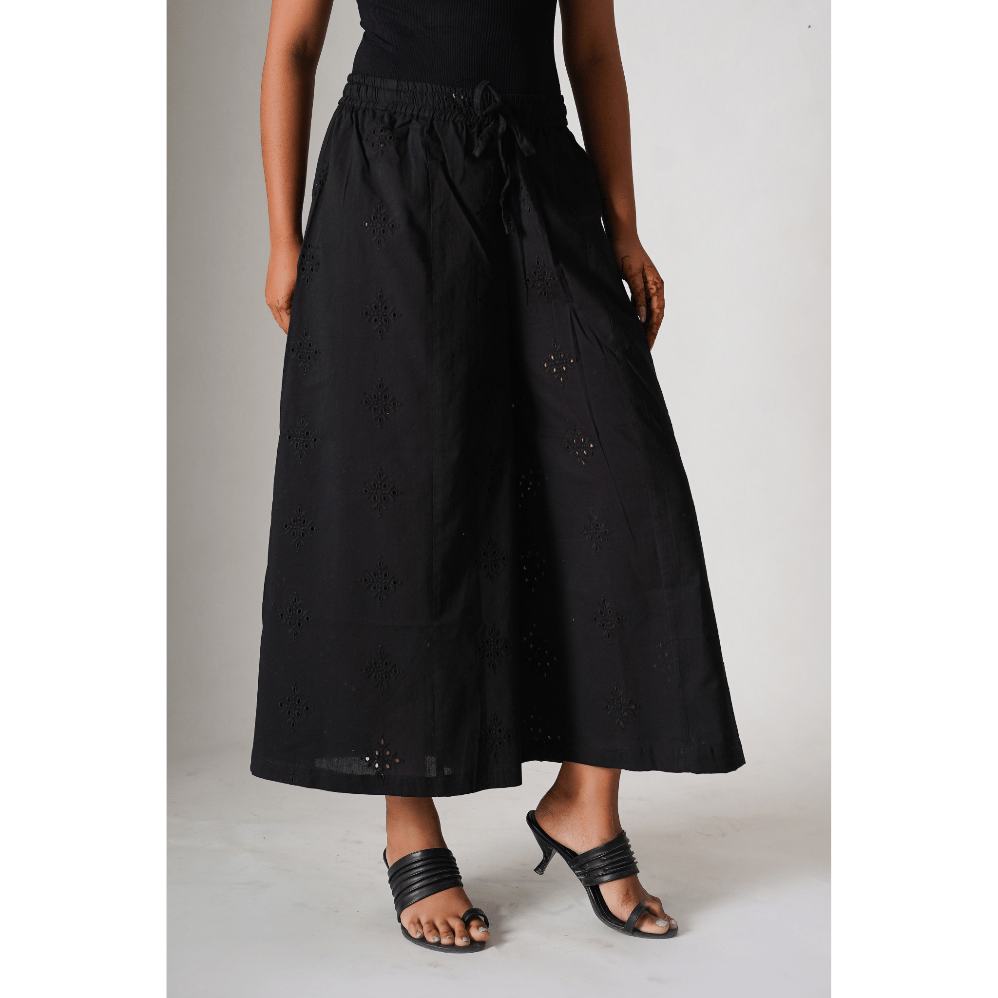 ''Amara'' Hakoba Black Cotton Palazzo