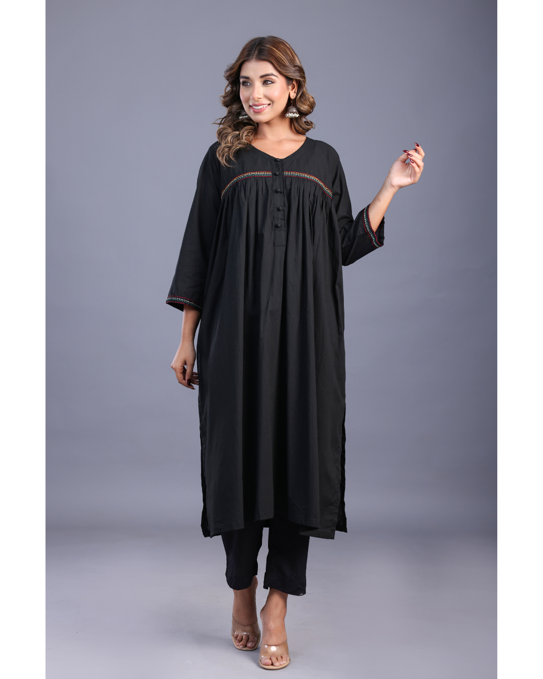 '' Alif-Laila '' Black cotton suit set