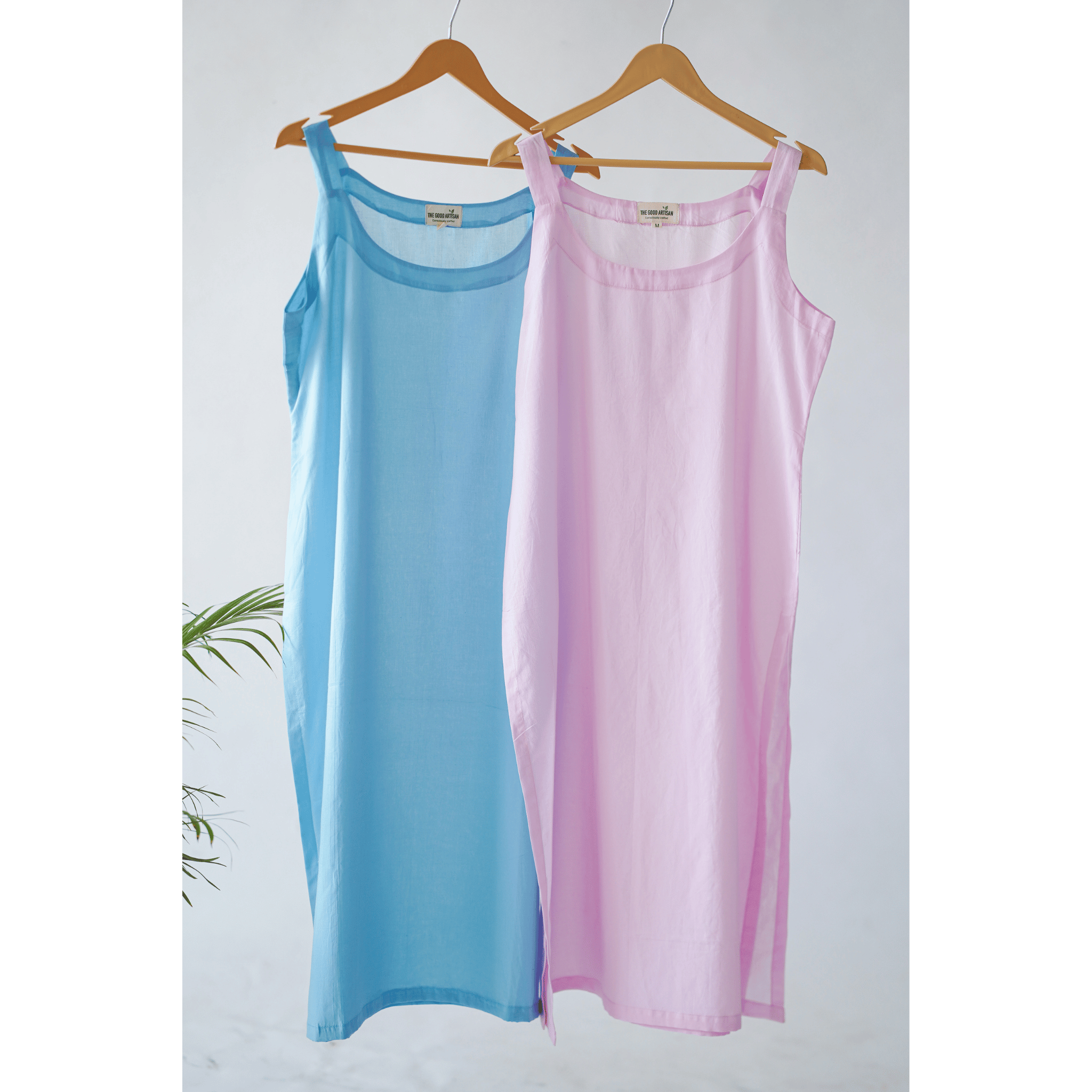 Combo offer - Sky Blue and Pink- Round Neck Cotton Slips