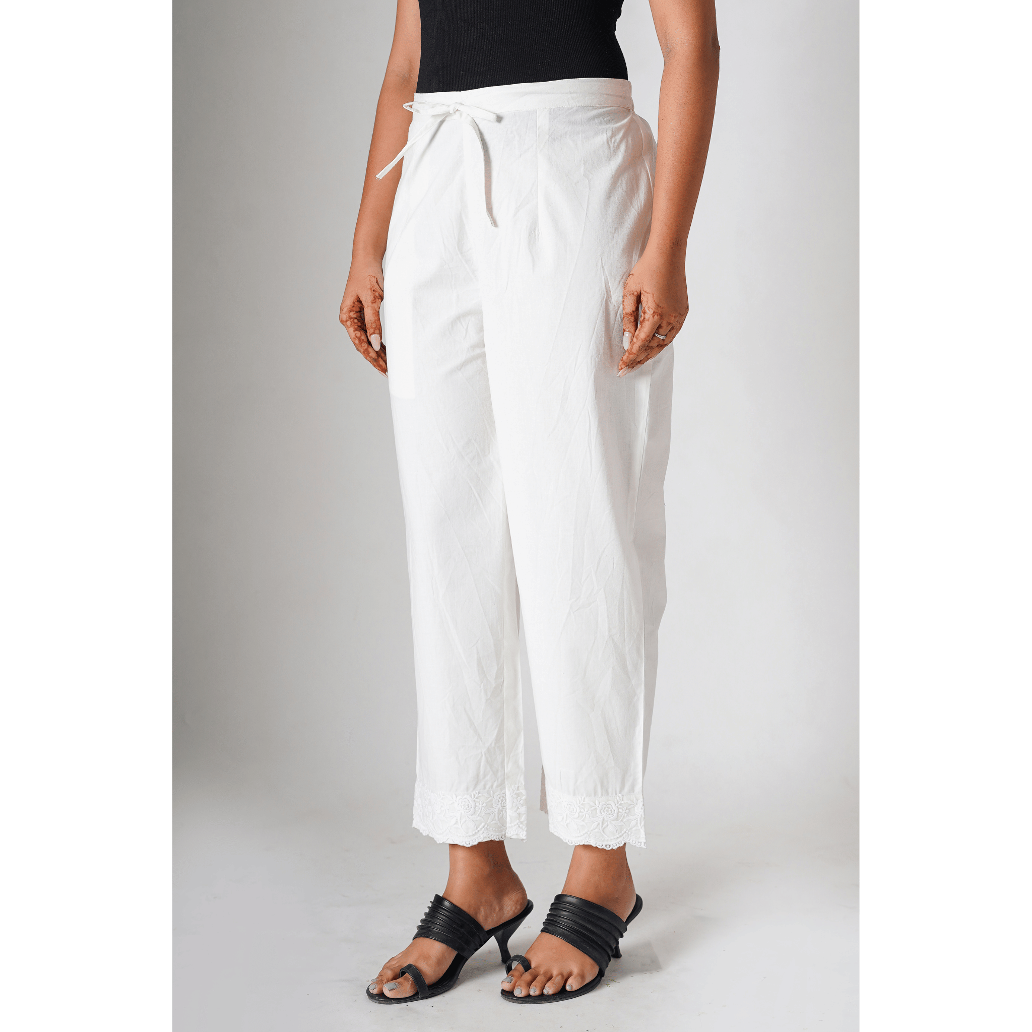 Rosa White Cotton Pants