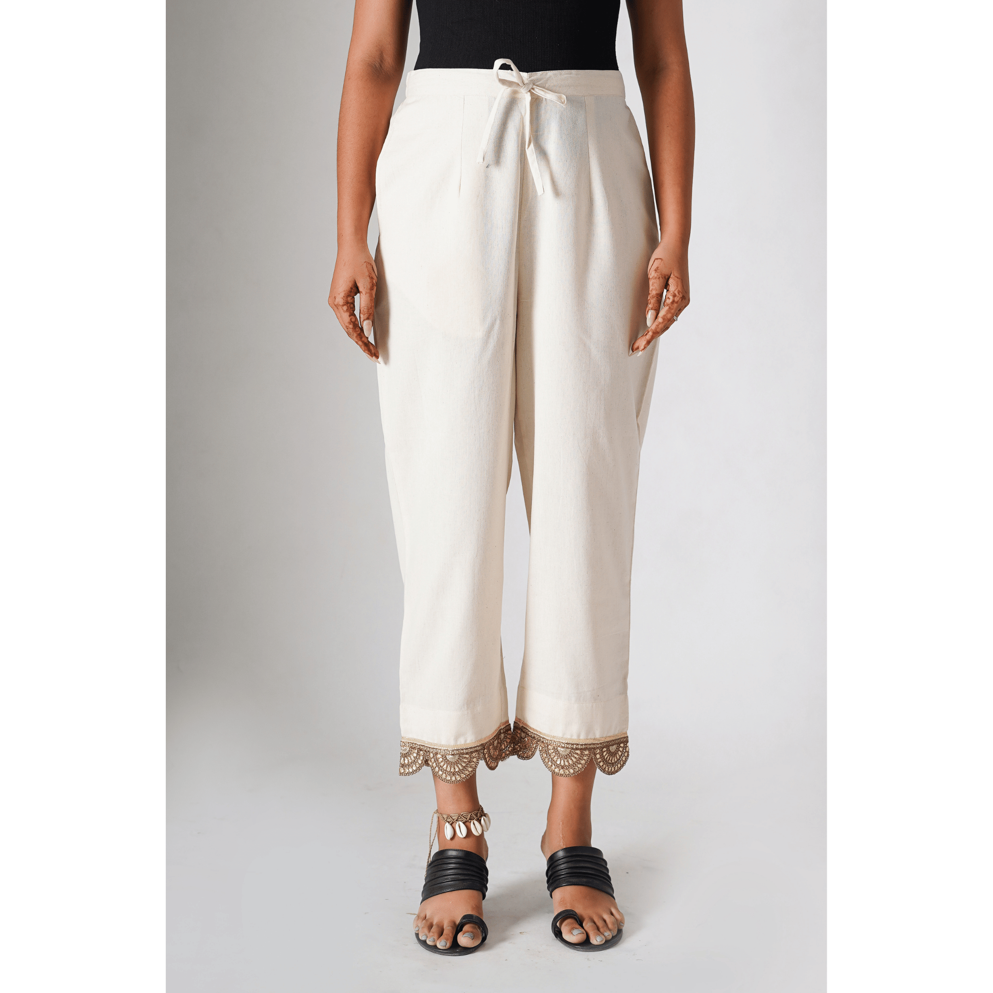 Boondi Cotton Linen Beige Pants