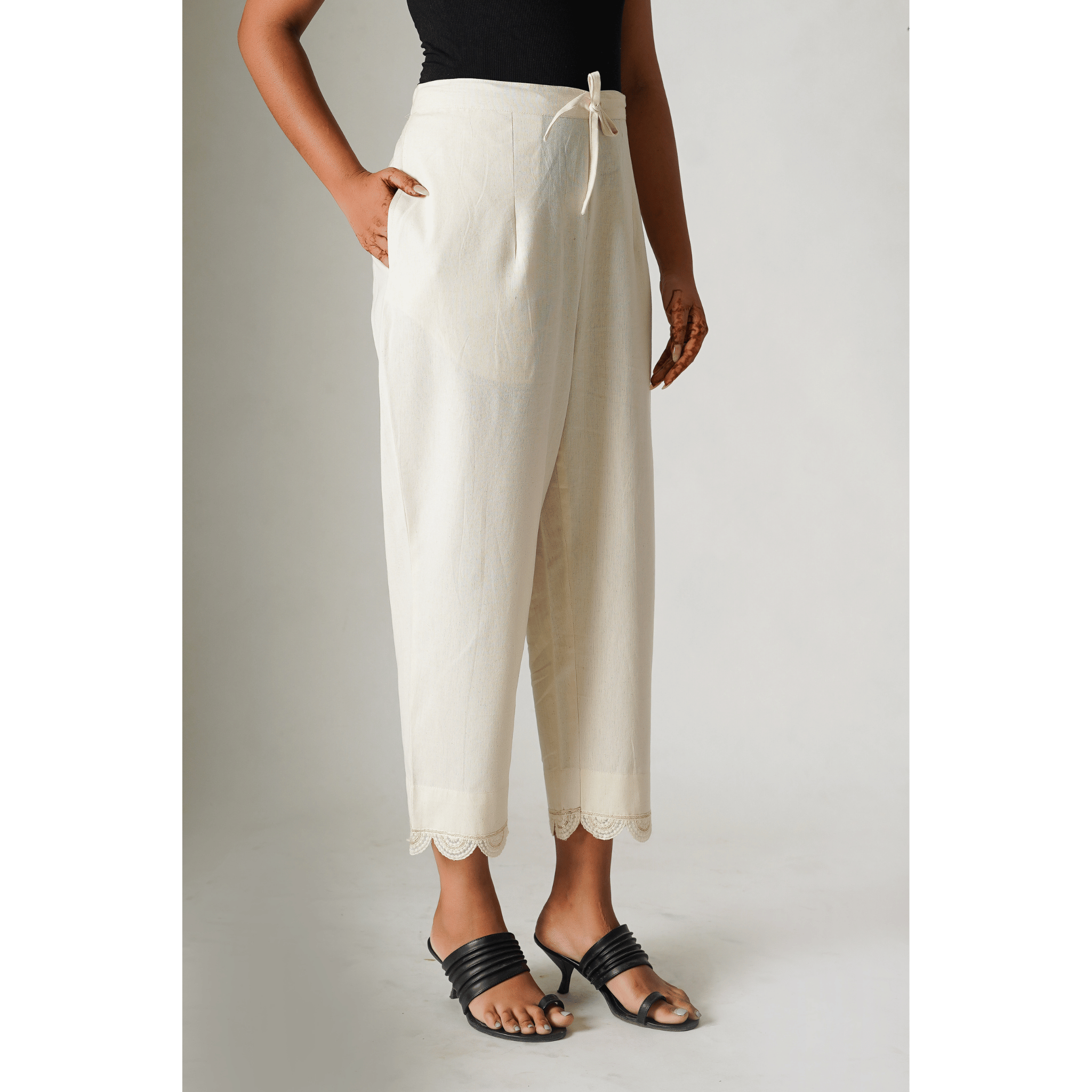 Periwinkle Cotton- Linen Beige Pants