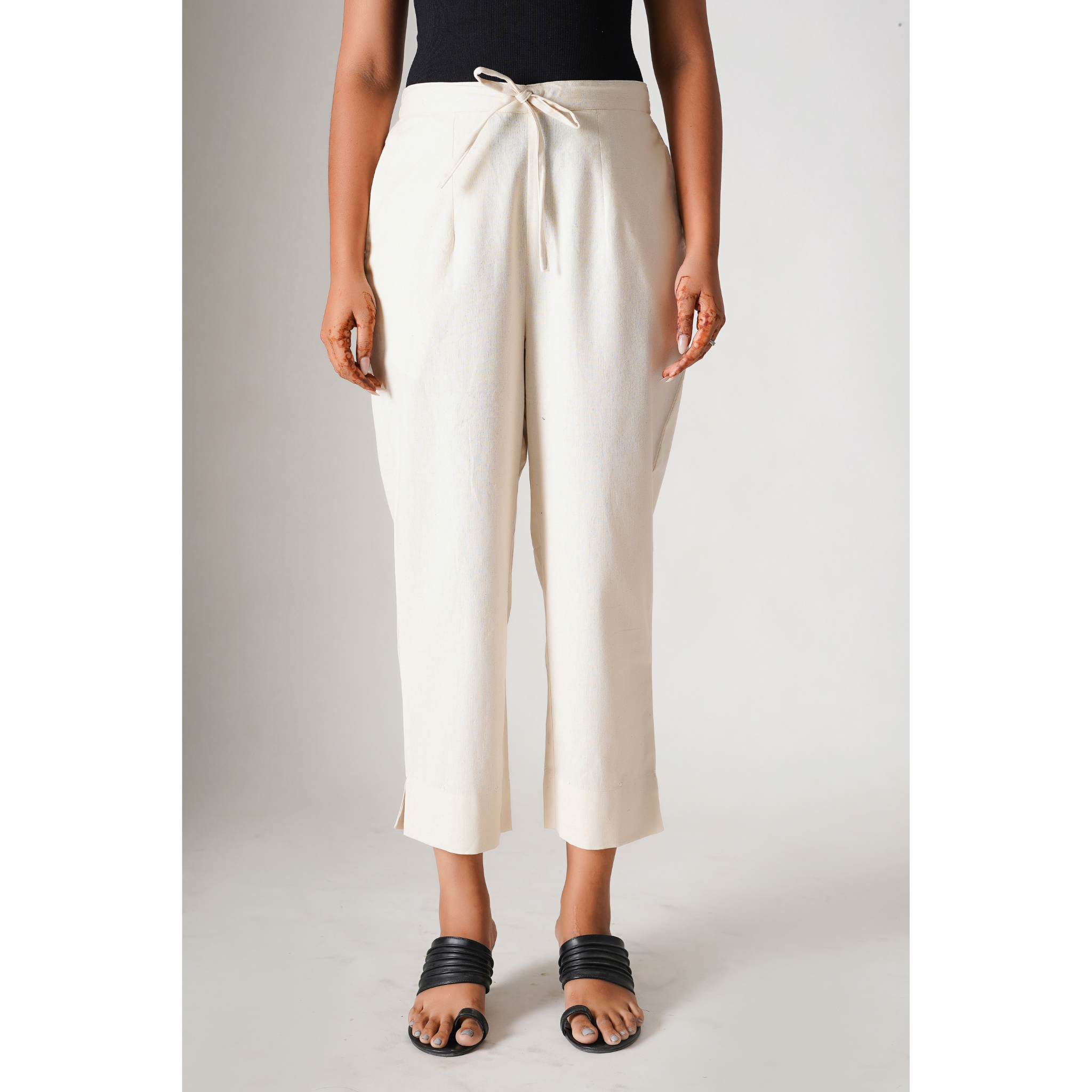 Basic Pants Combo- Black ( Cotton) & Beige ( Cotton-Linen)