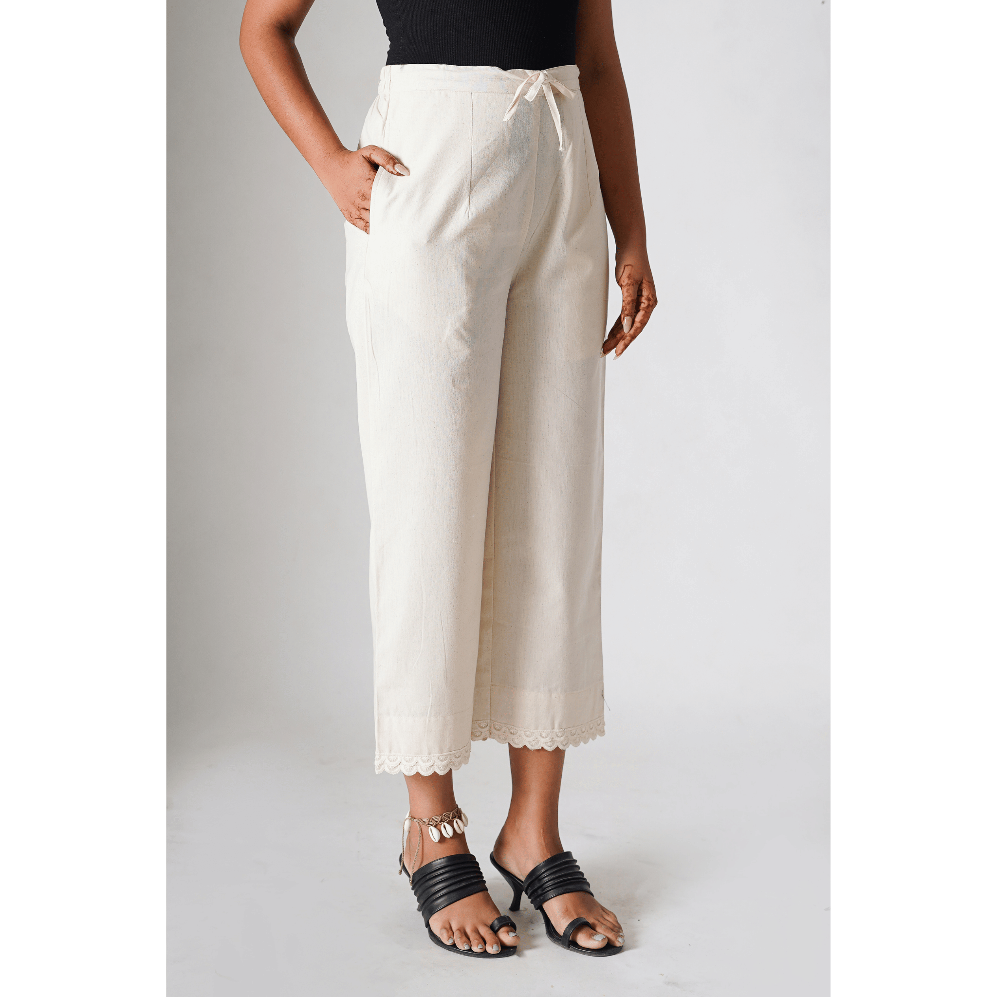 Blossom Cotton- Linen Beige Pants