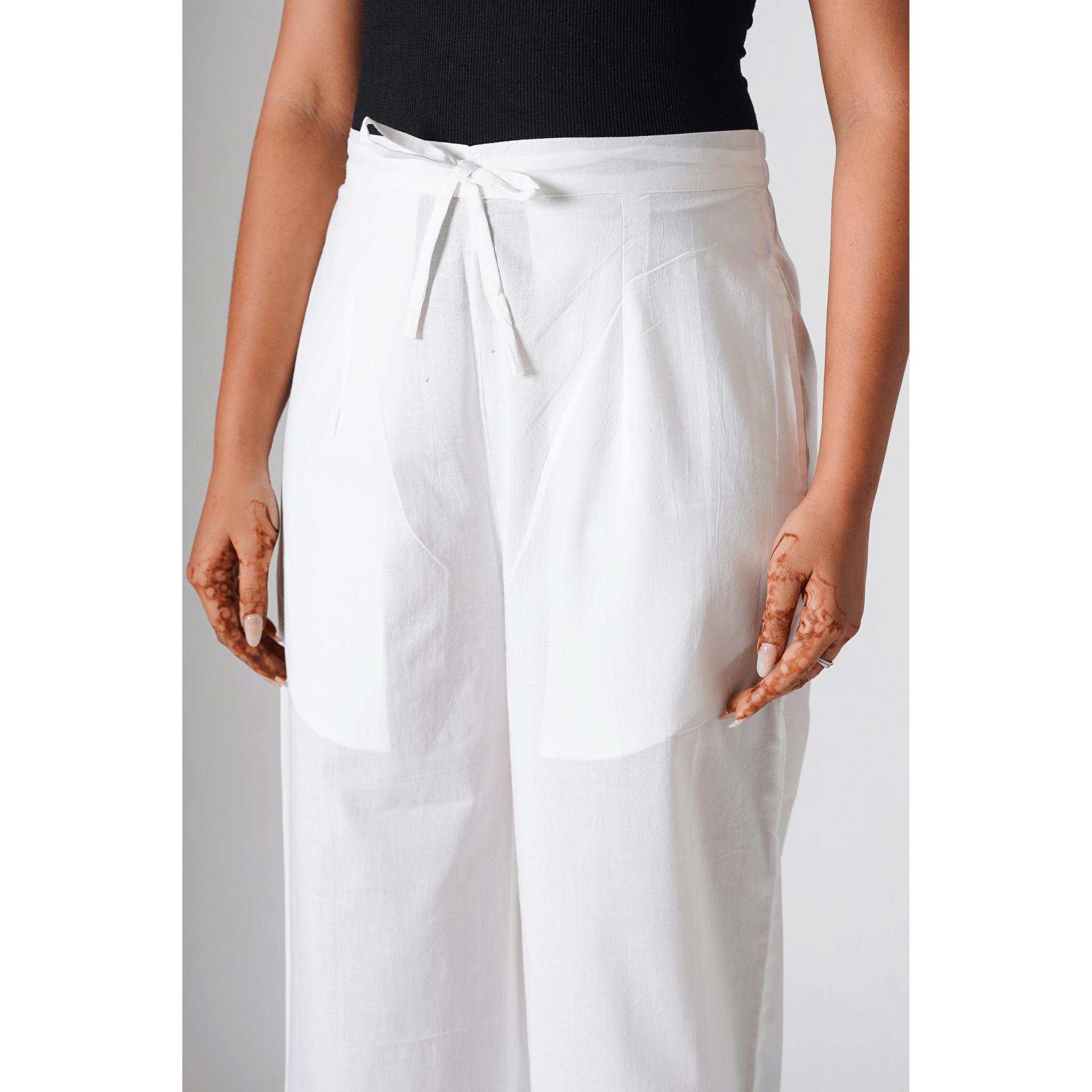 Petunias White Cotton Pants