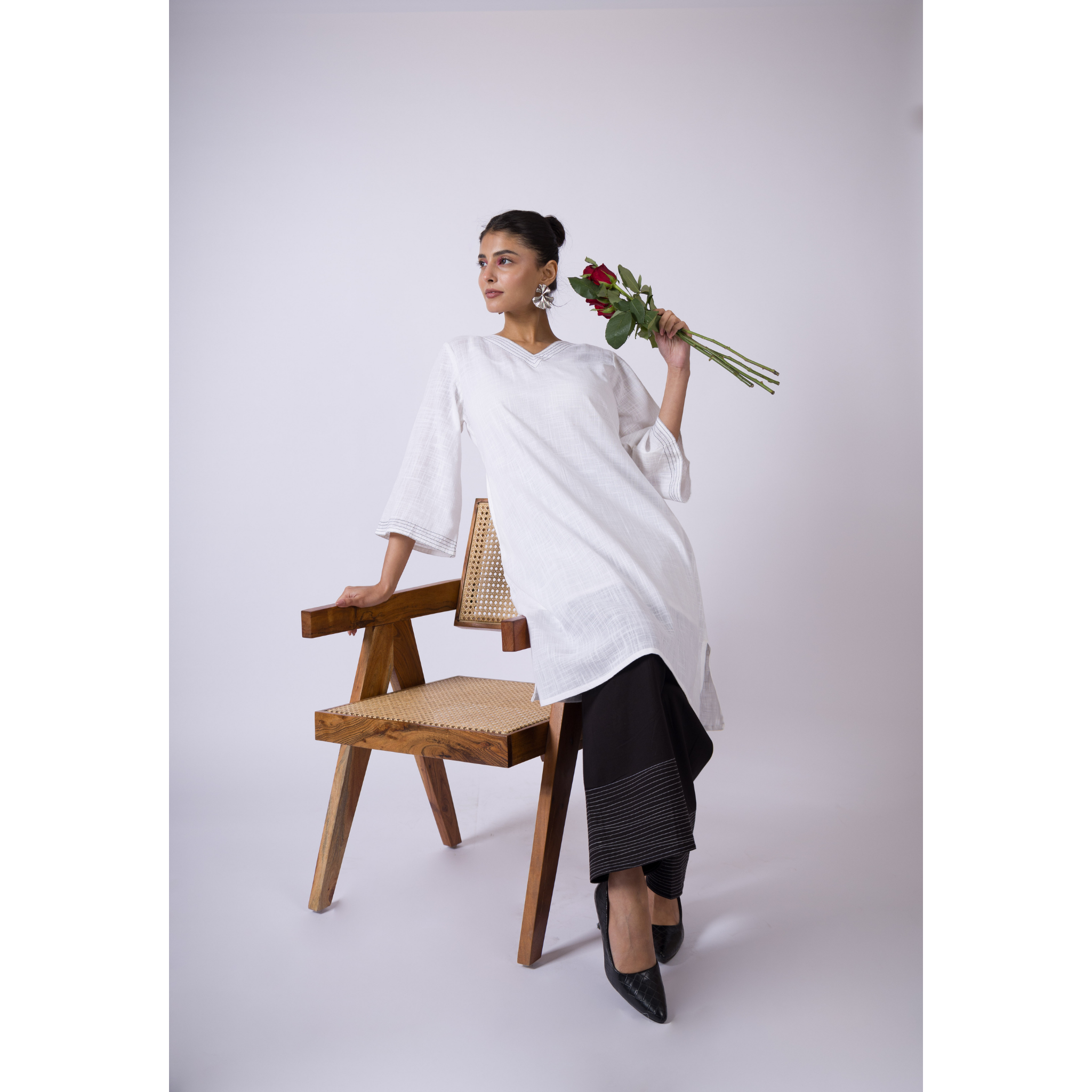 Summer sky- Black Cotton Farshi Salwar