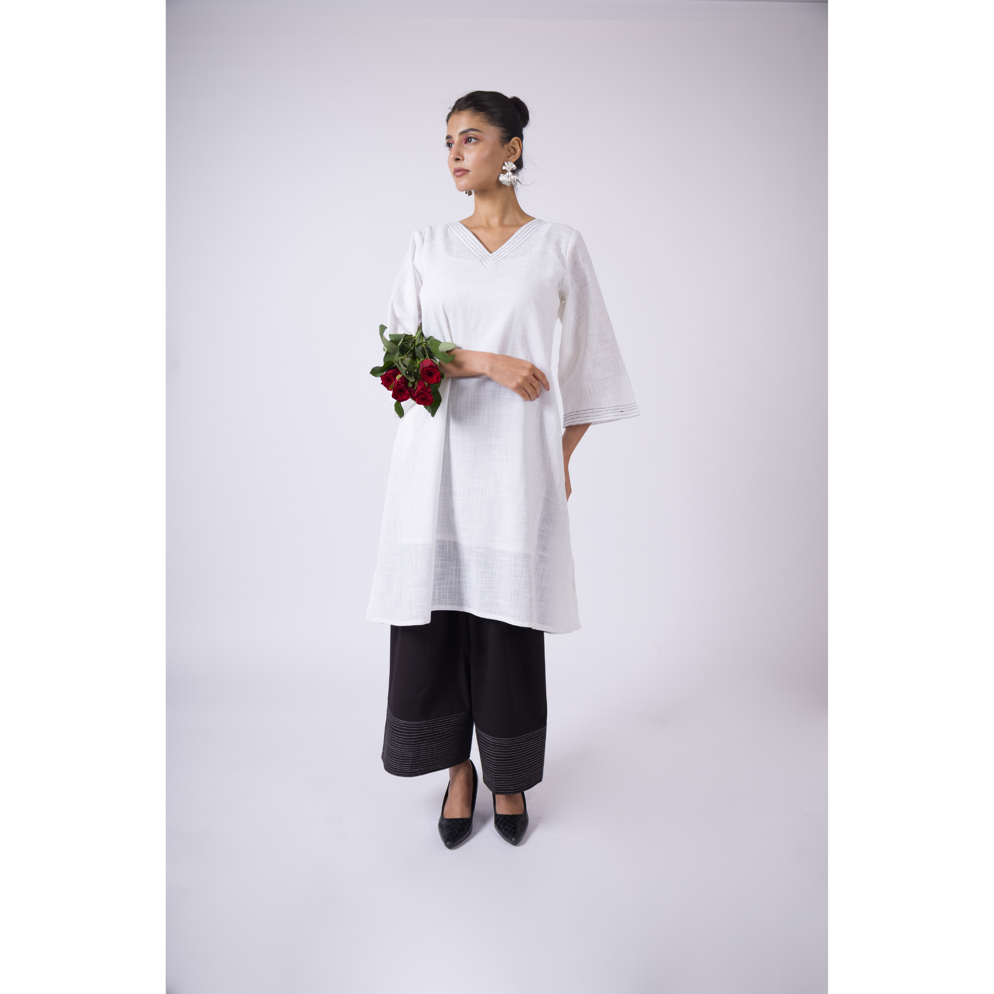 Summer sky- Black Cotton Farshi Salwar