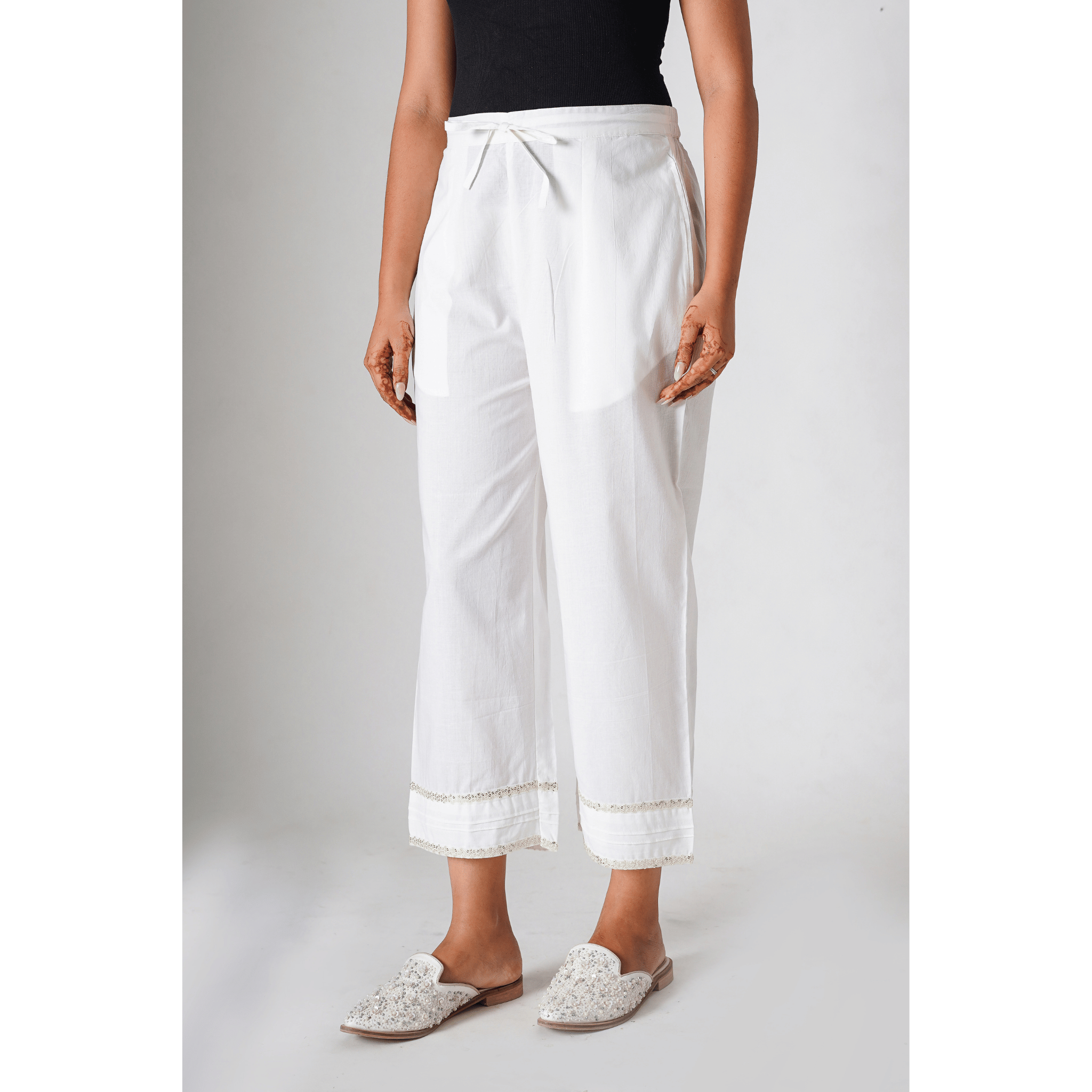 Primrose White Cotton Pants