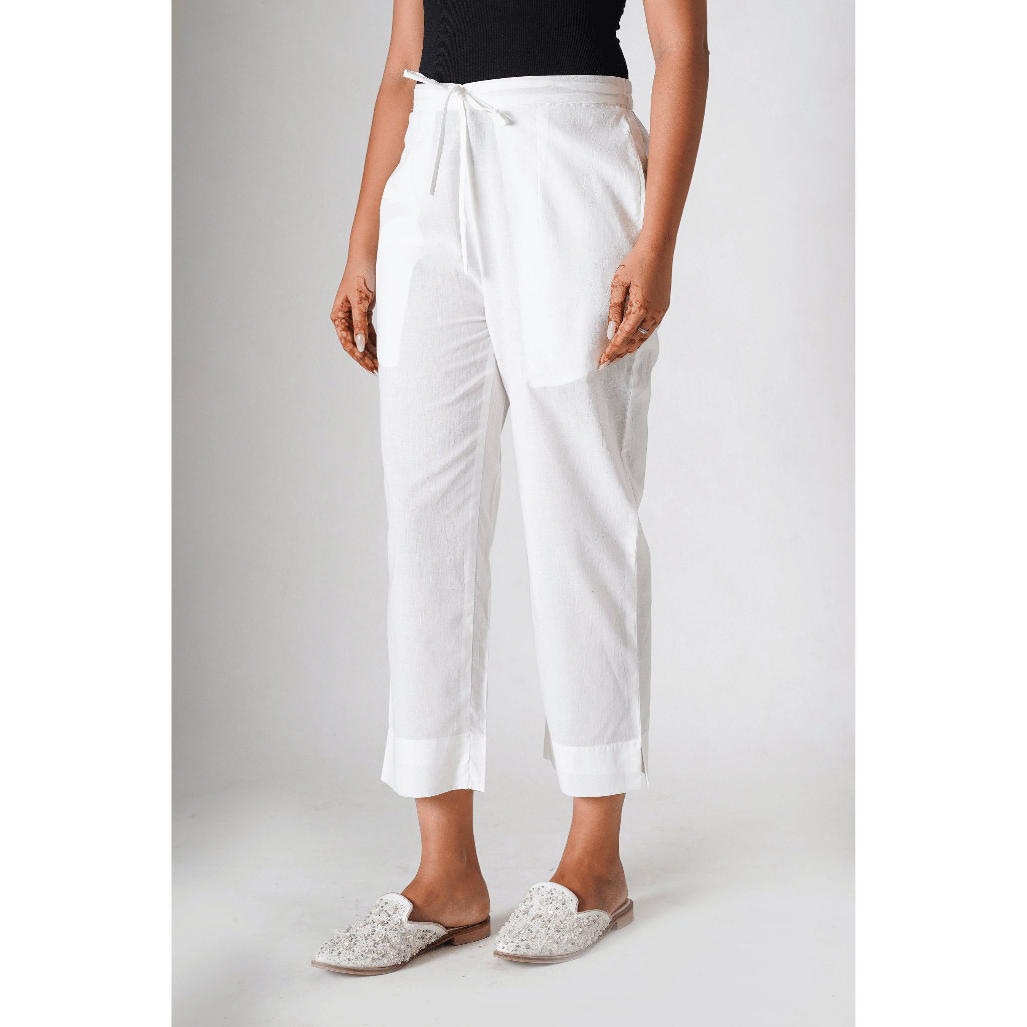 Classic White Cotton Pants