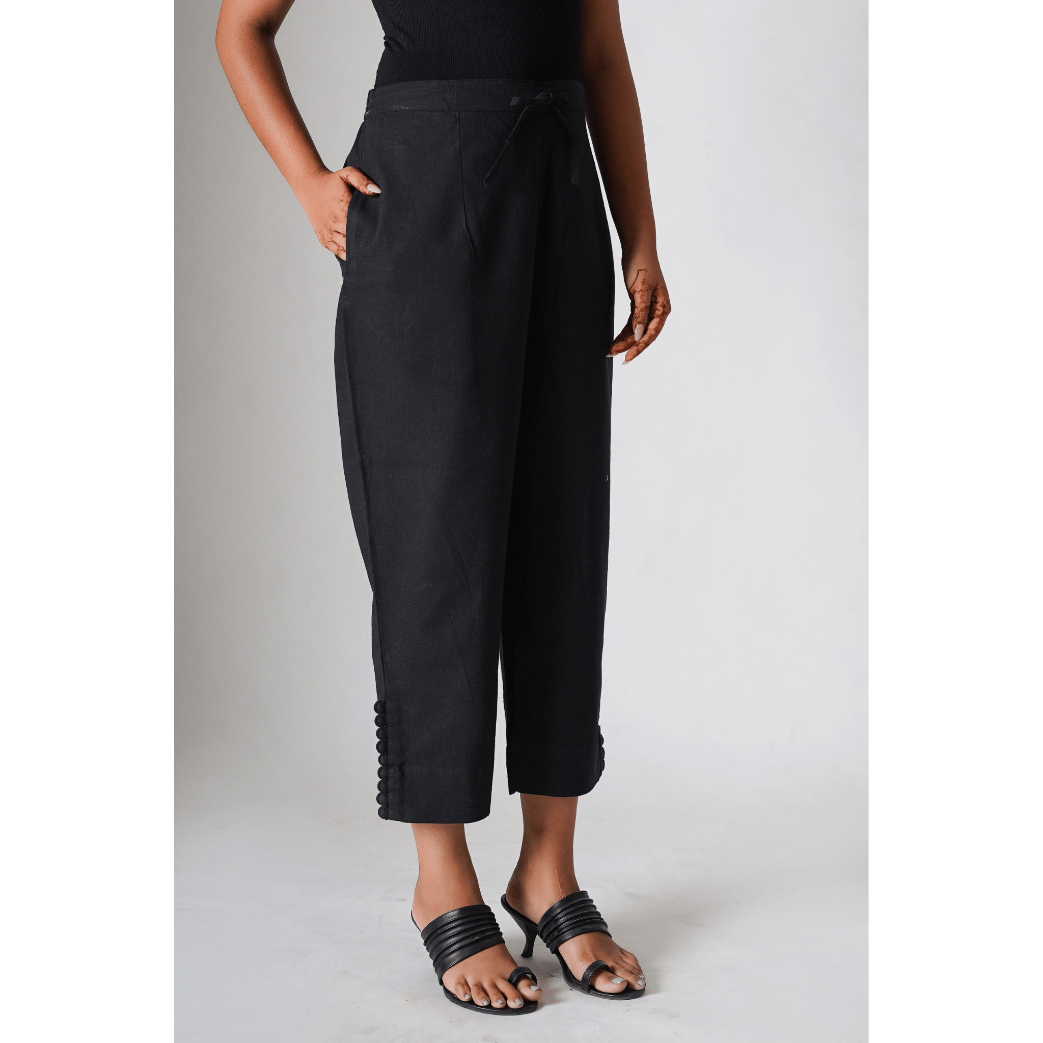 Amina Black Cotton Pants