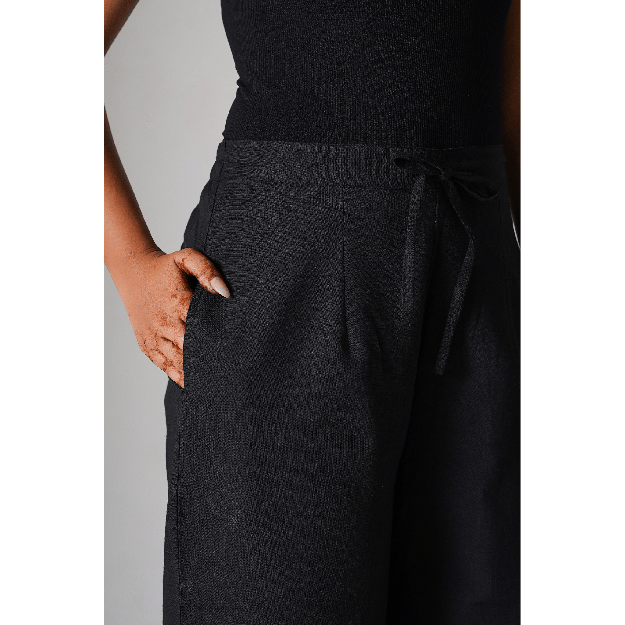 Dusky Black Cotton Linen
