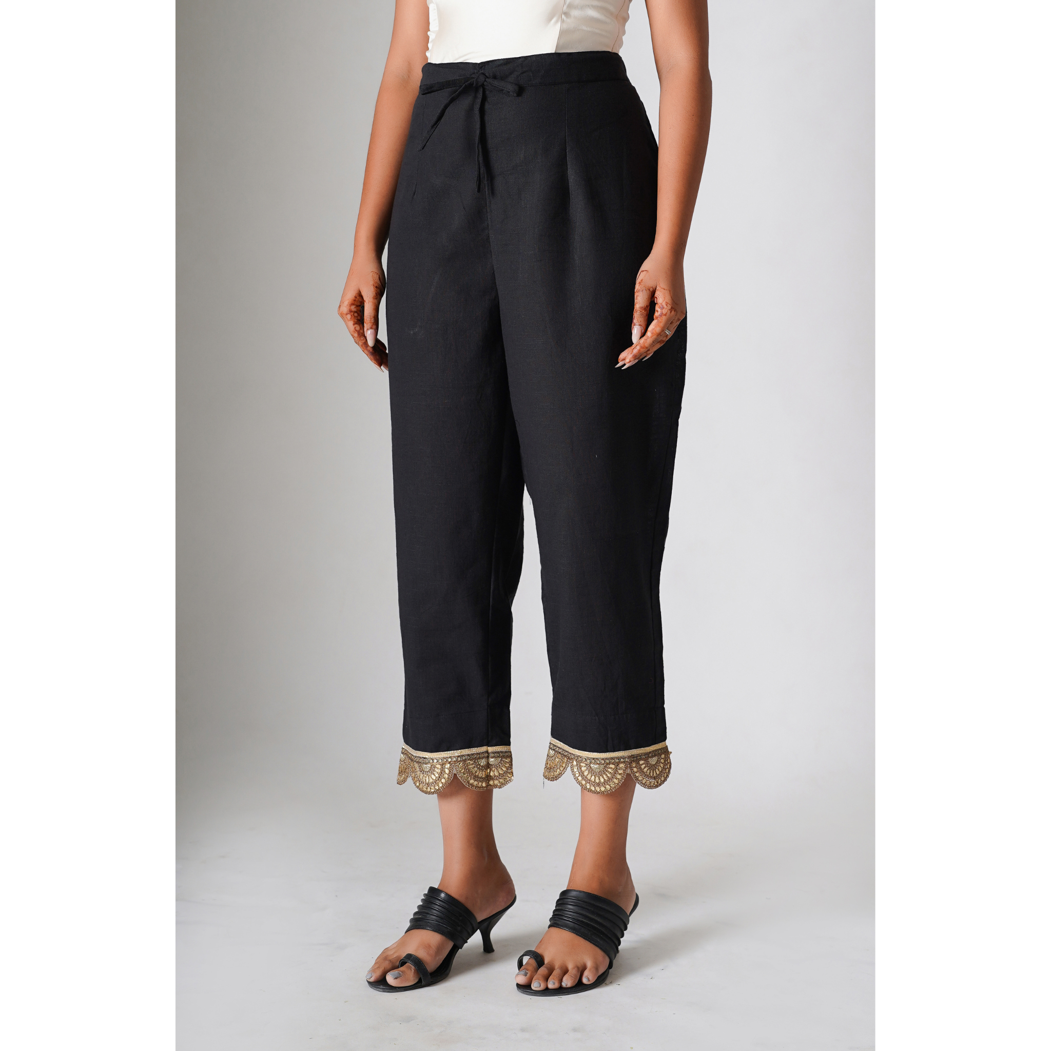 Brunette Black Cotton- Linen Pants