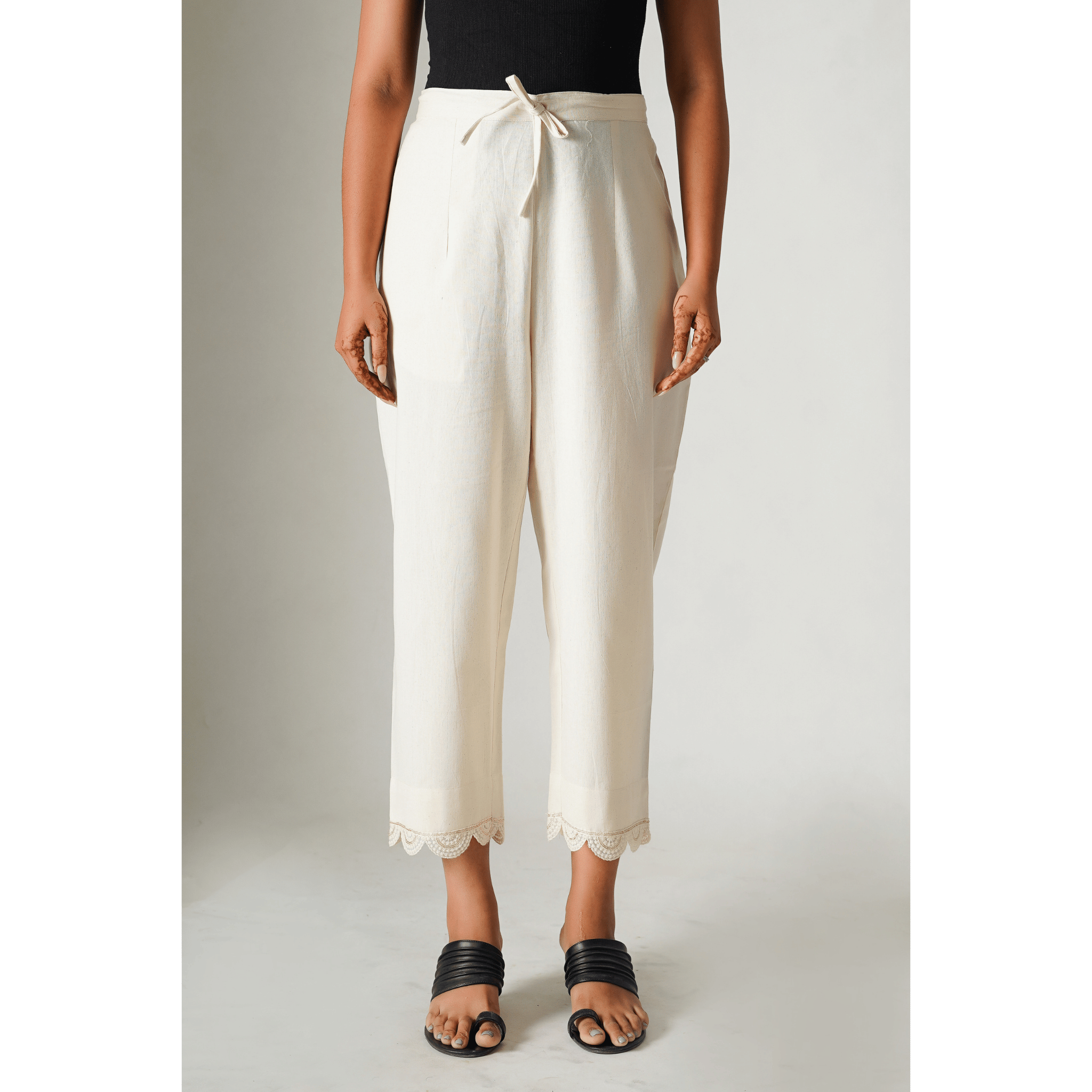 Periwinkle Cotton- Linen Beige Pants