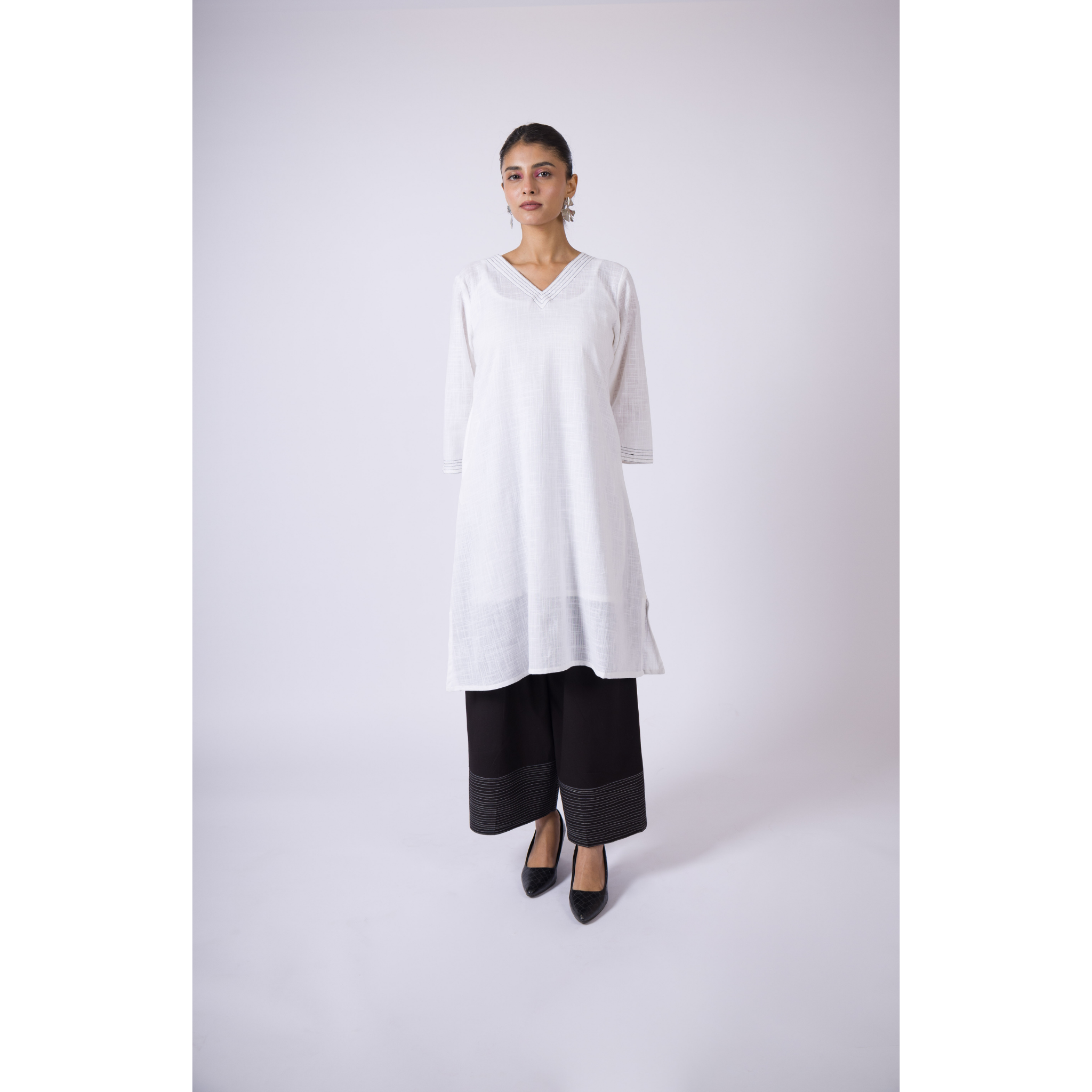 Summer sky- Black Cotton Farshi Salwar