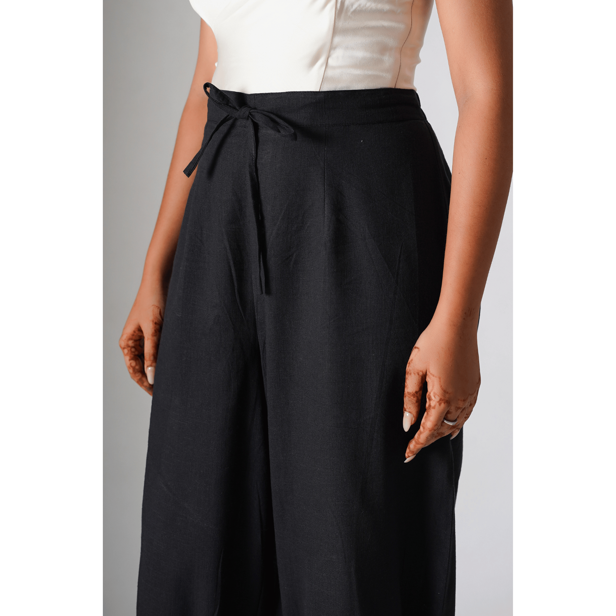 Serendipity Black Cotton- Linen Pants