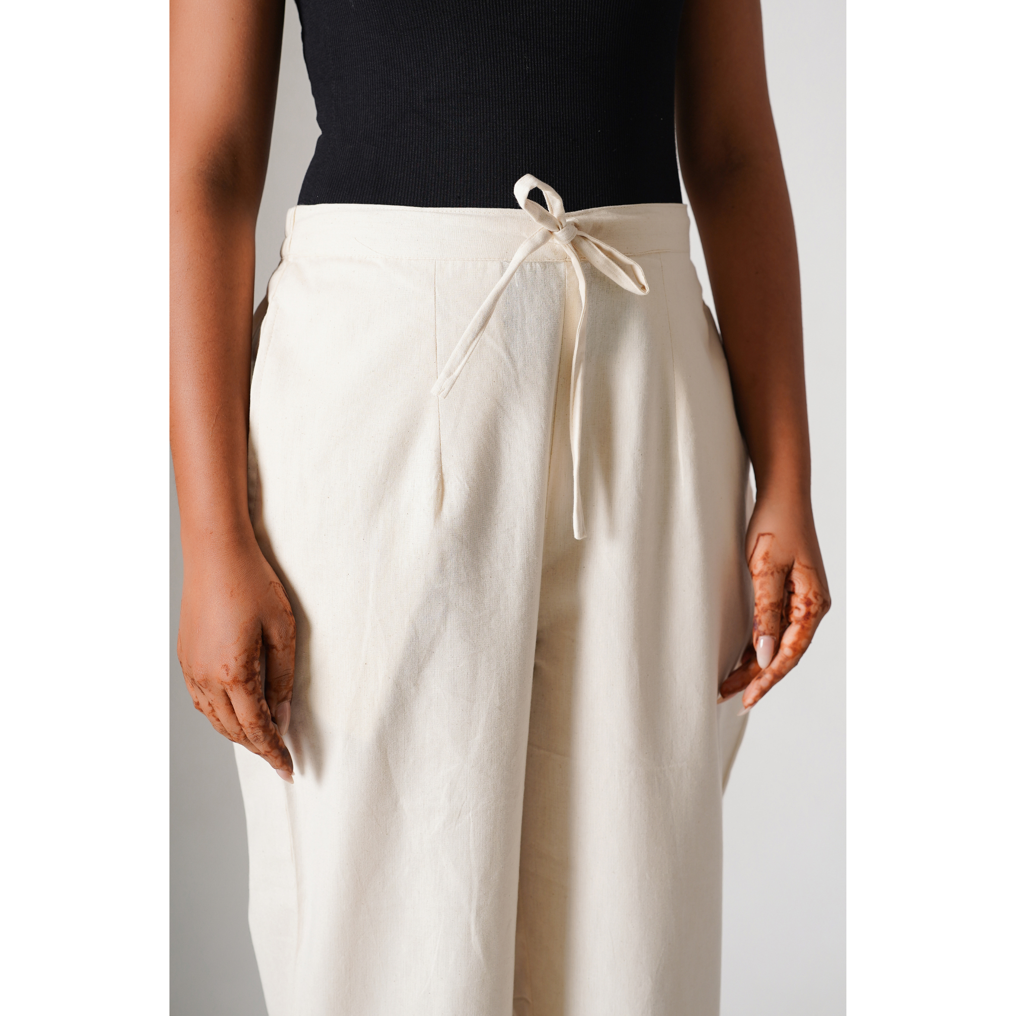 Basic Pants Combo- Black ( Cotton) & Beige ( Cotton-Linen)