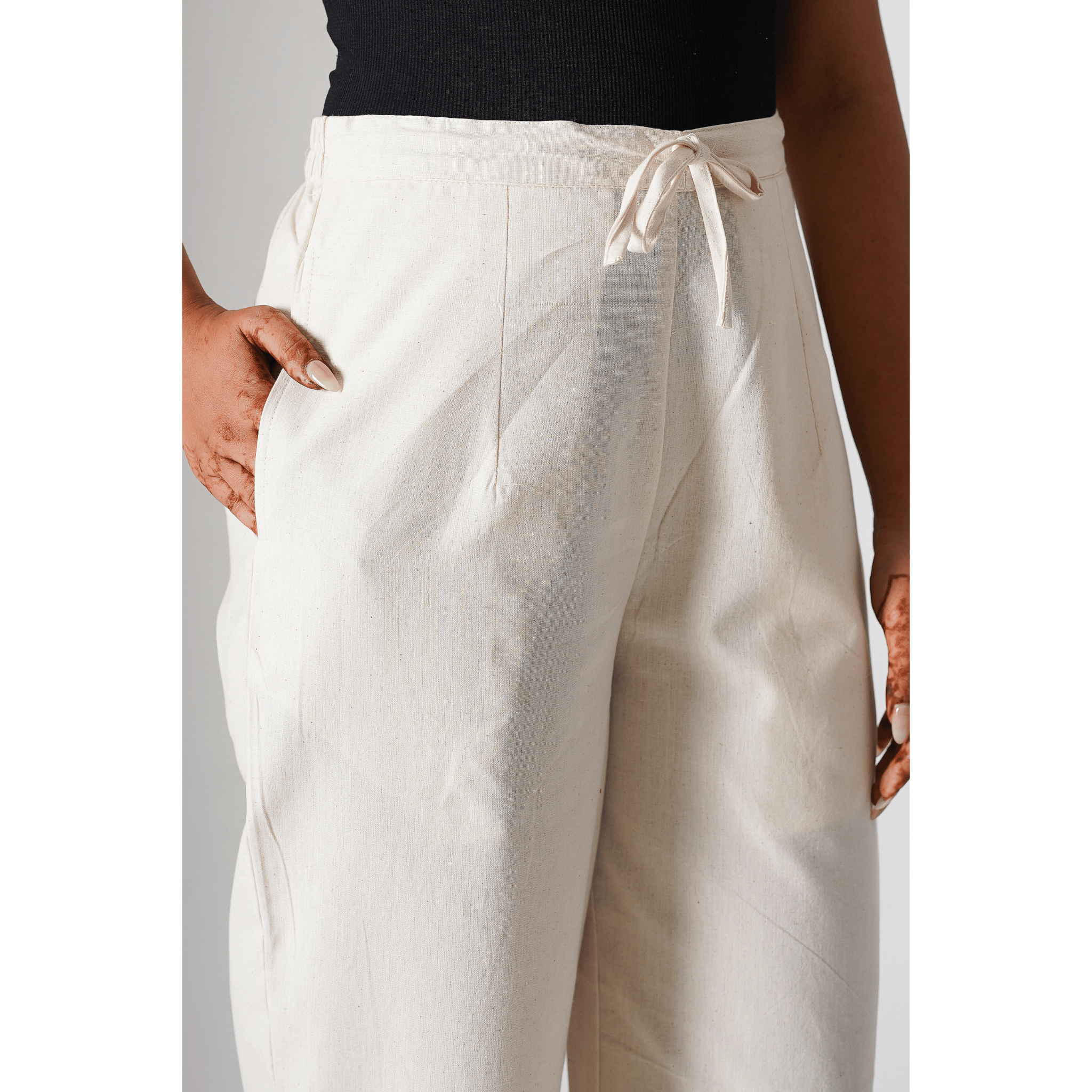 Blossom Cotton- Linen Beige Pants