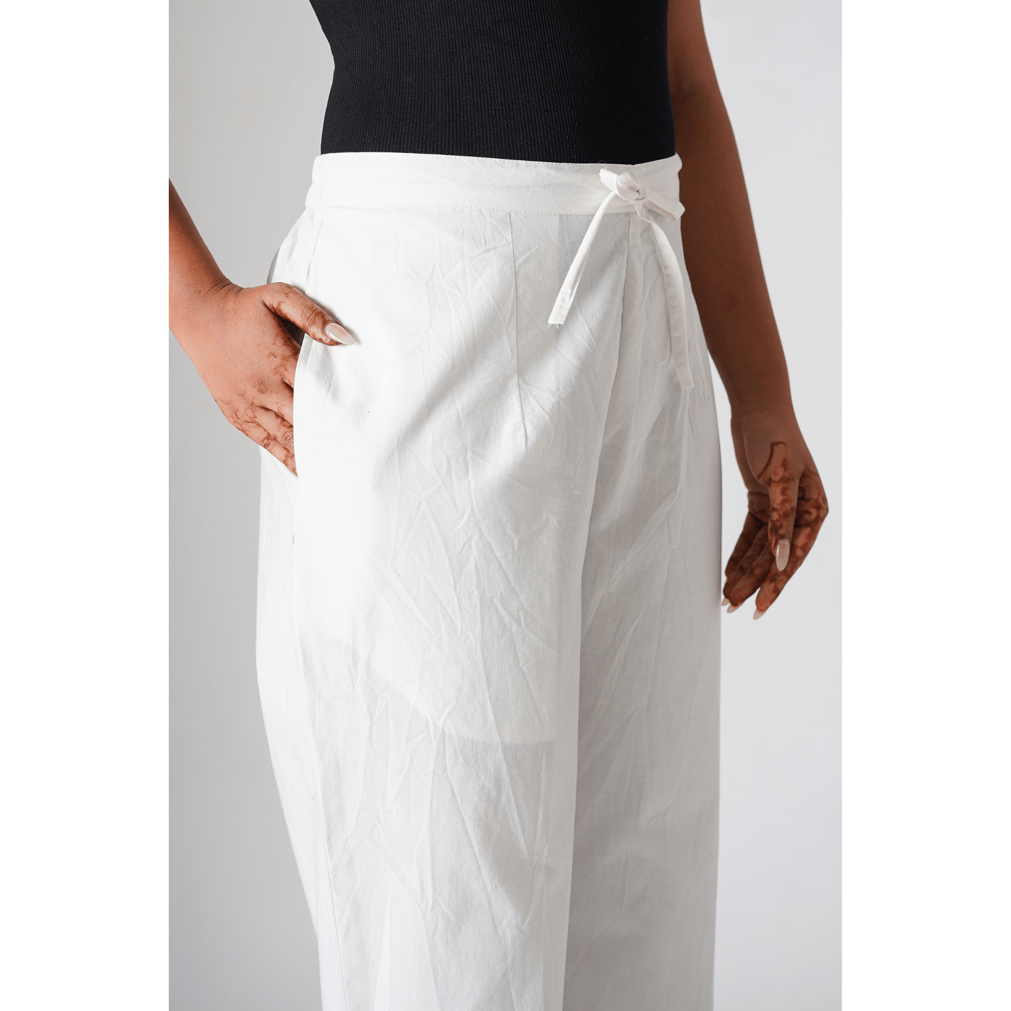 Rosa White Cotton Pants