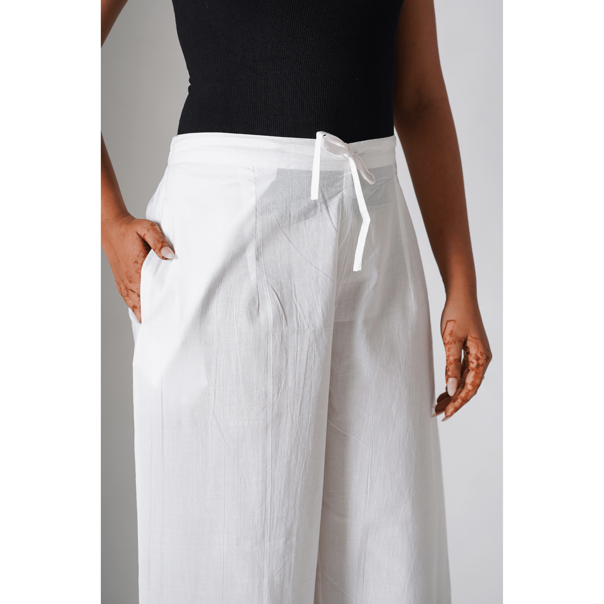 Fringes White Cotton Pants