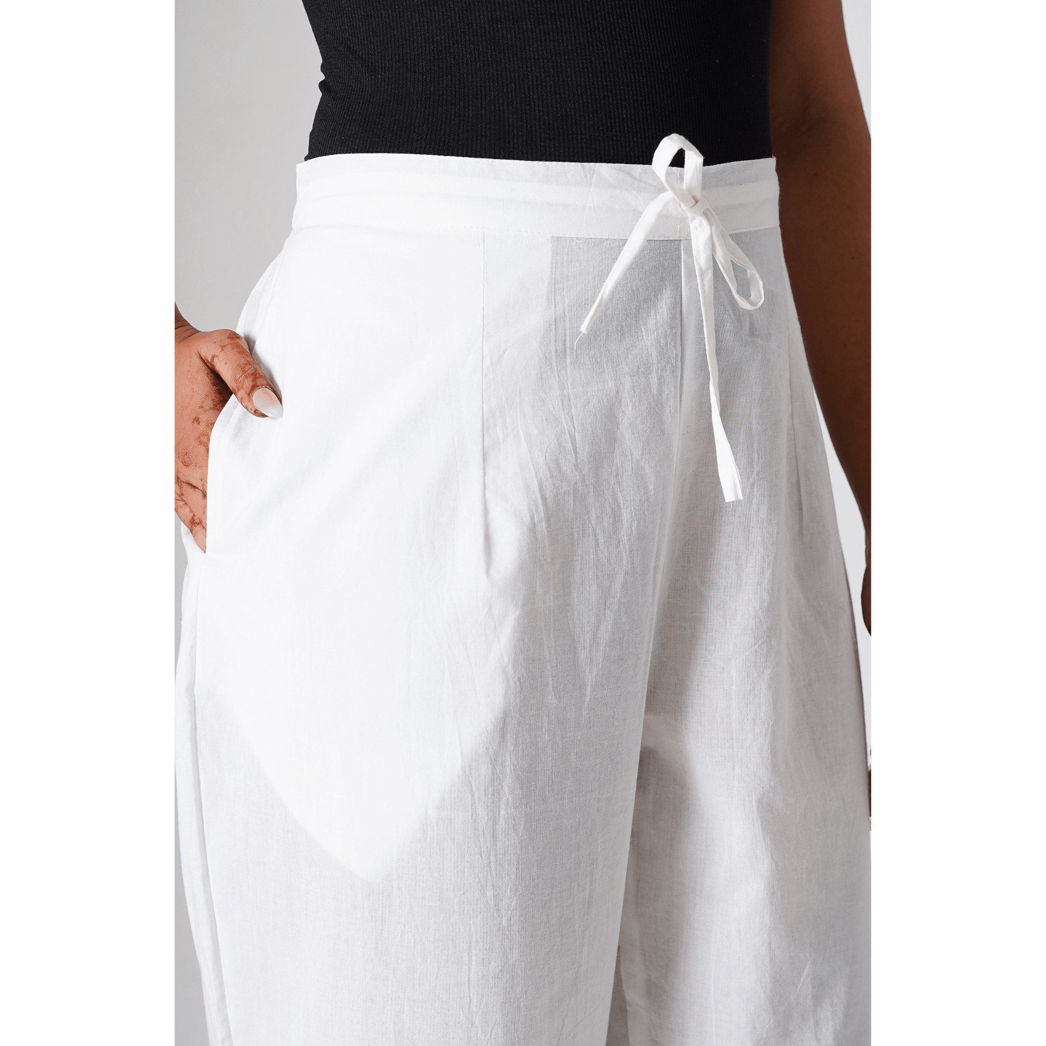 Magnolia White Cotton Pants