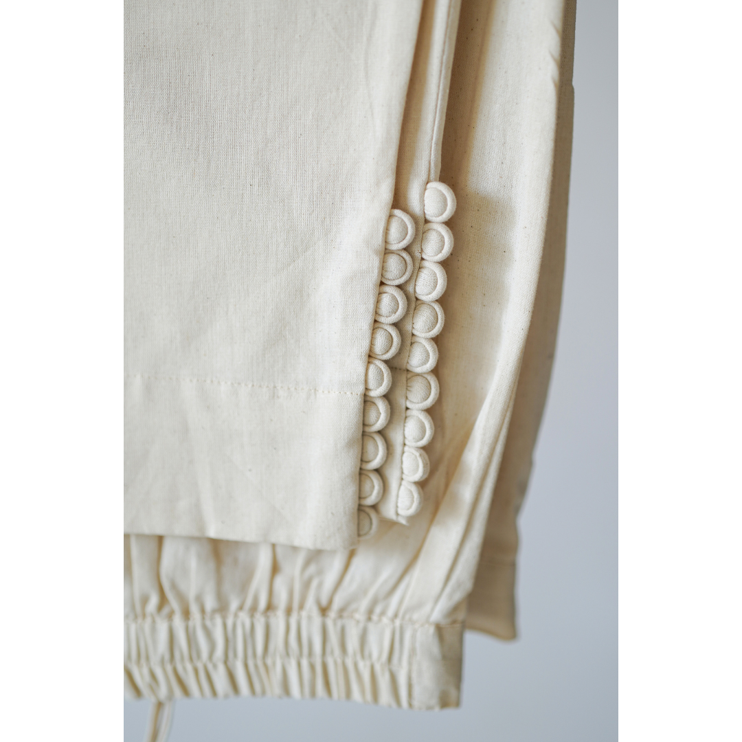 Combo of 2 Pants - Black & Beige- with potli buttons