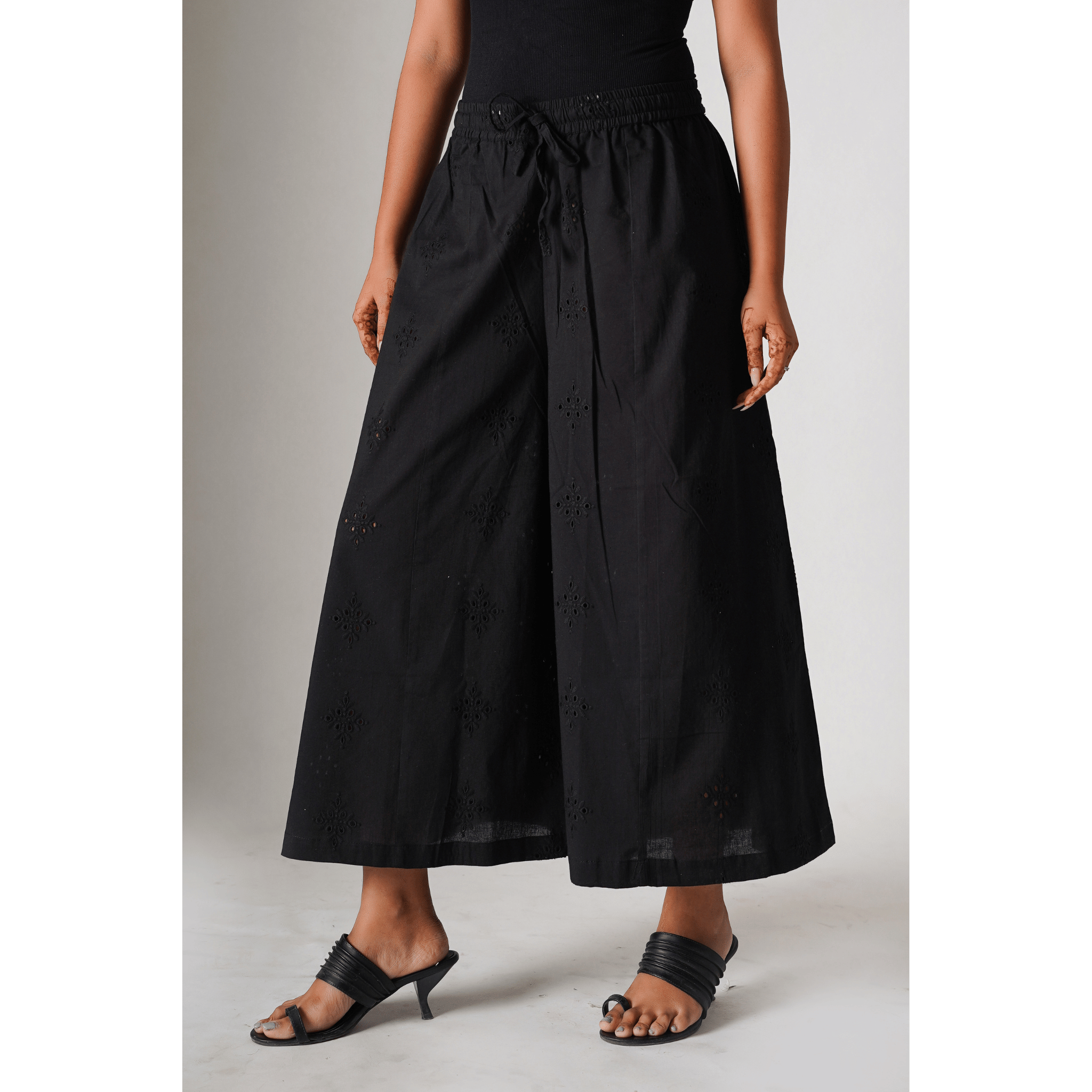 ''Amara'' Hakoba Black Cotton Palazzo