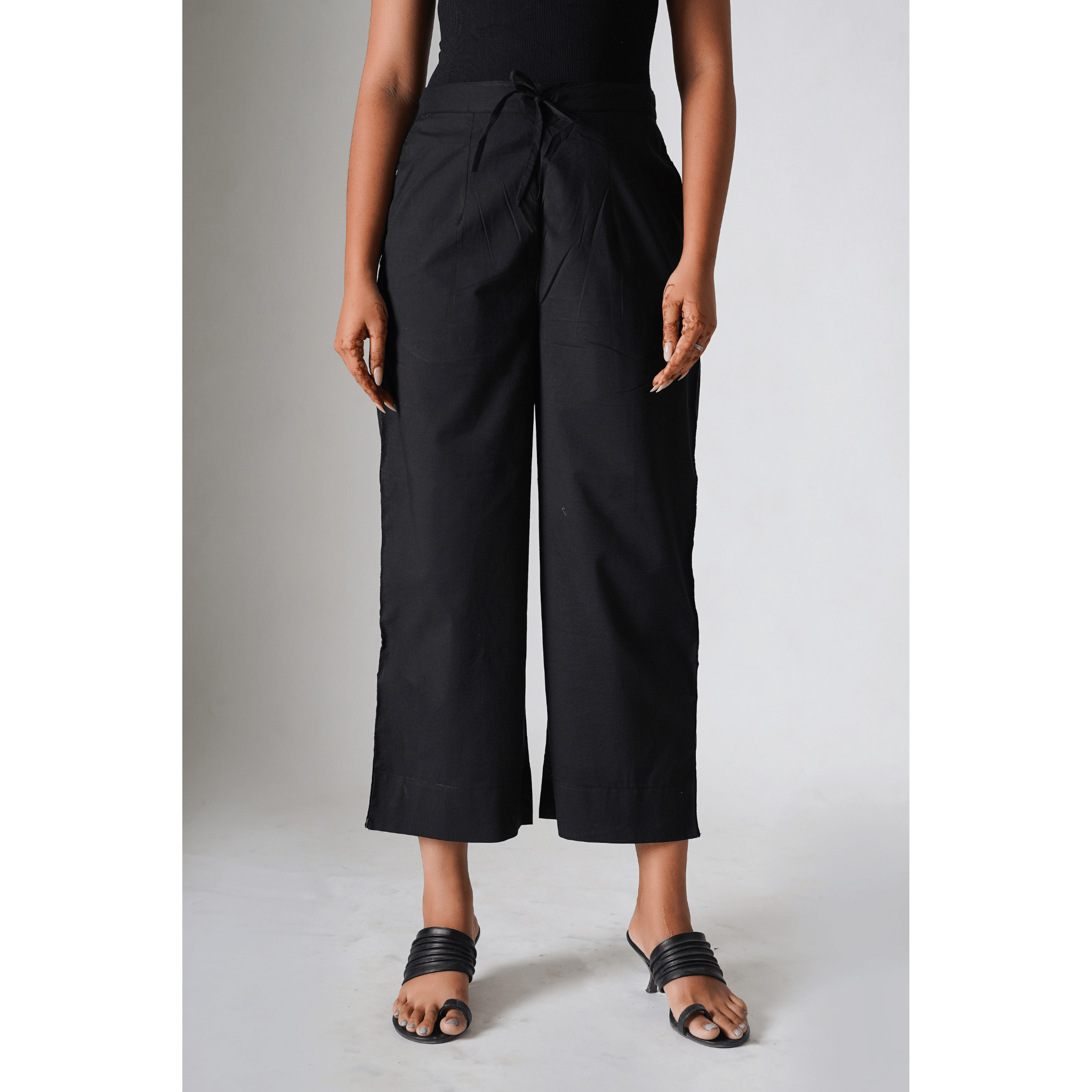 Iris Black Cotton Pants