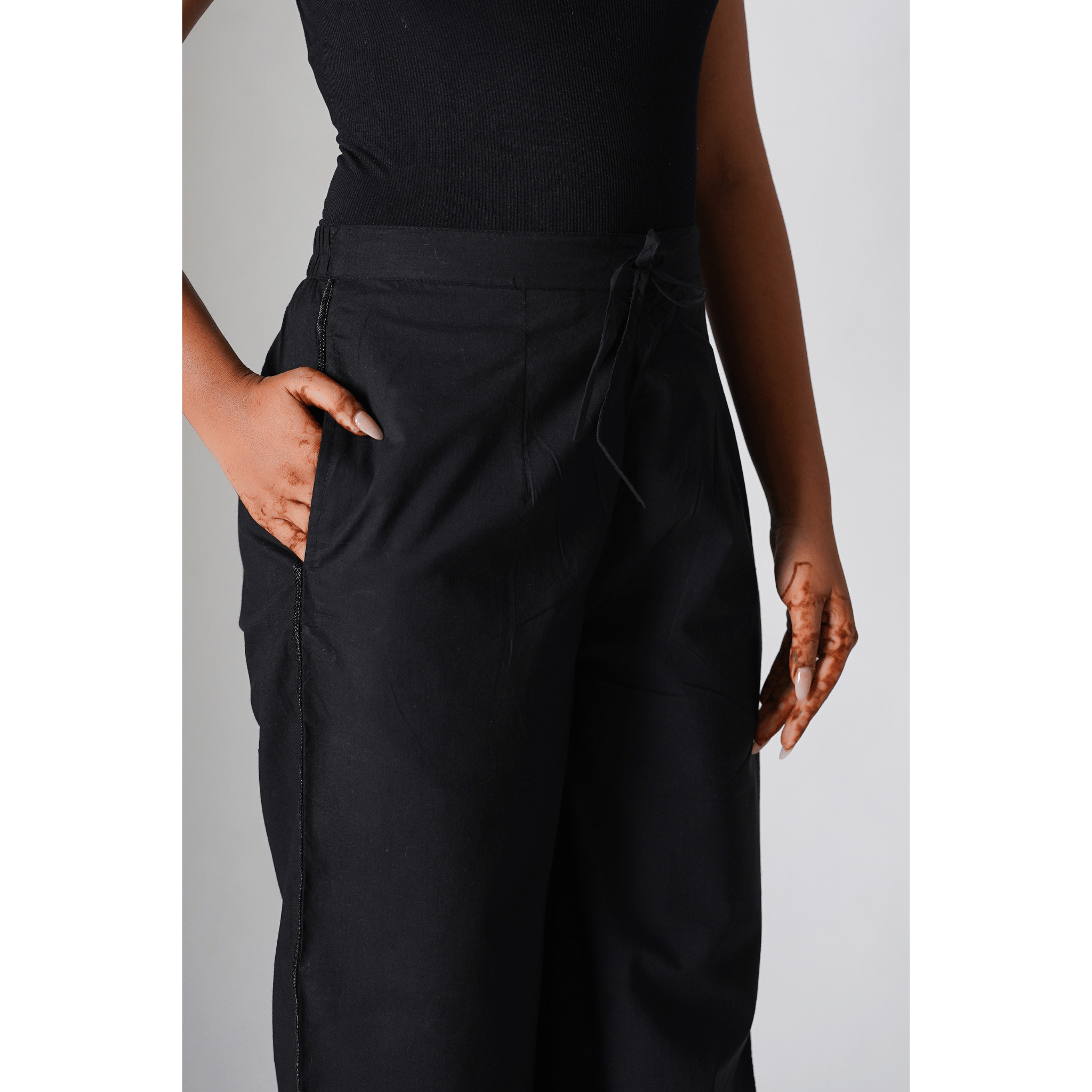 Iris Black Cotton Pants