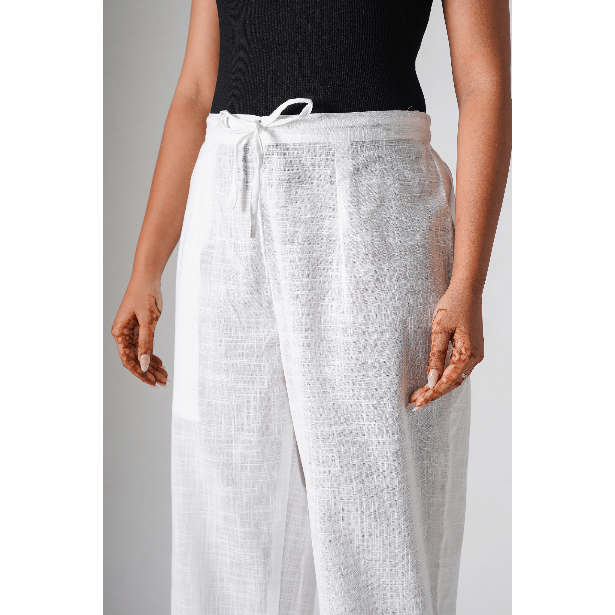 Jasmine White Cotton slub Pants
