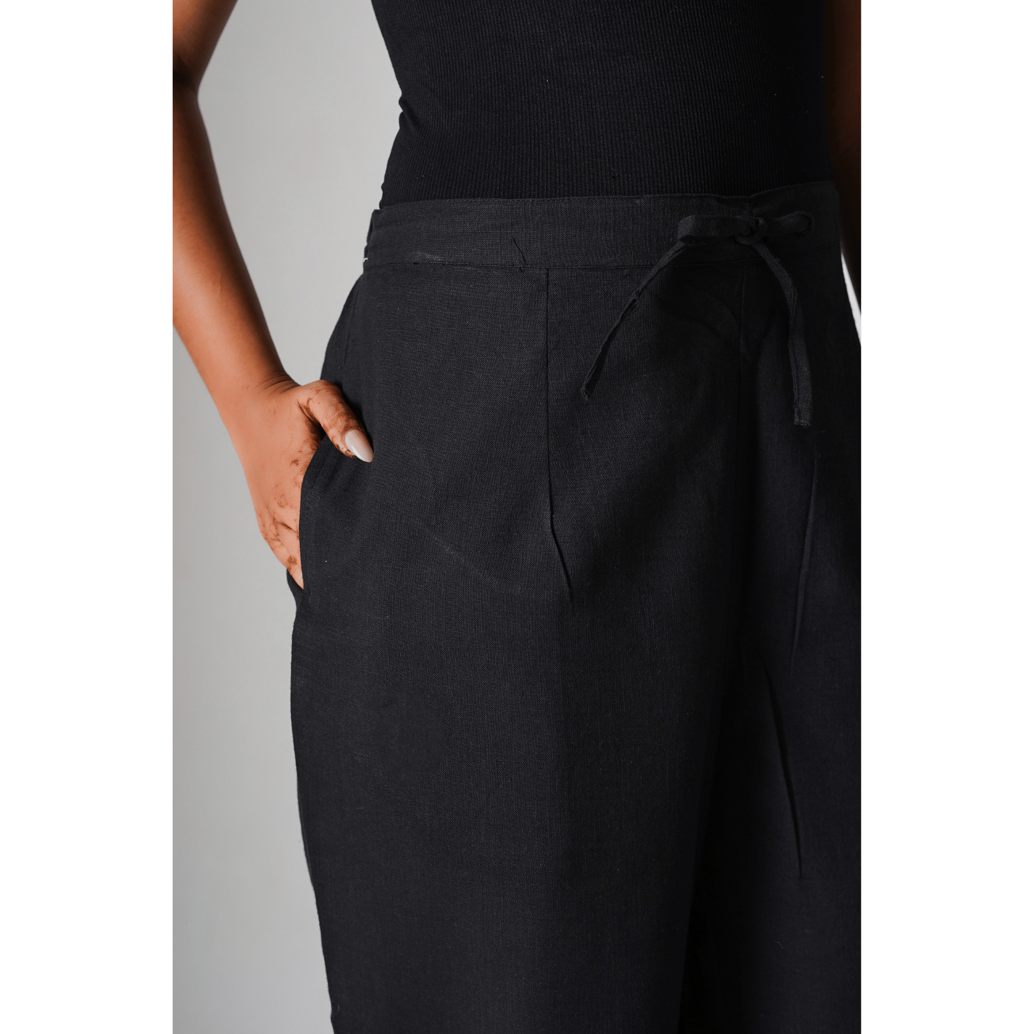 Amina Black Cotton Pants