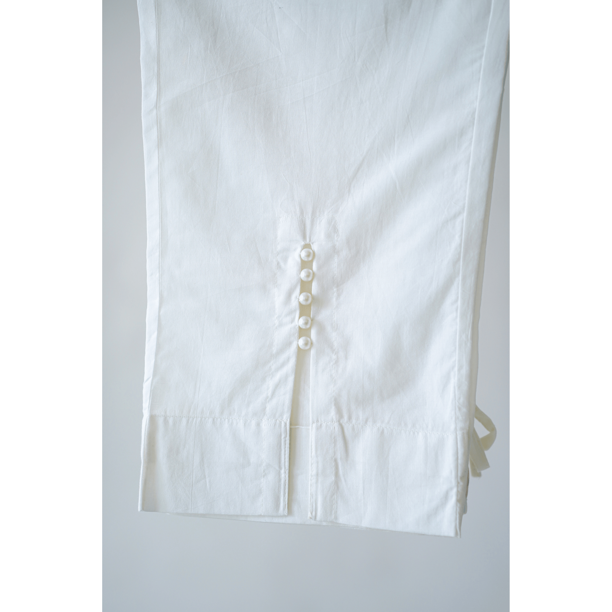 Oyster White Cotton Pants