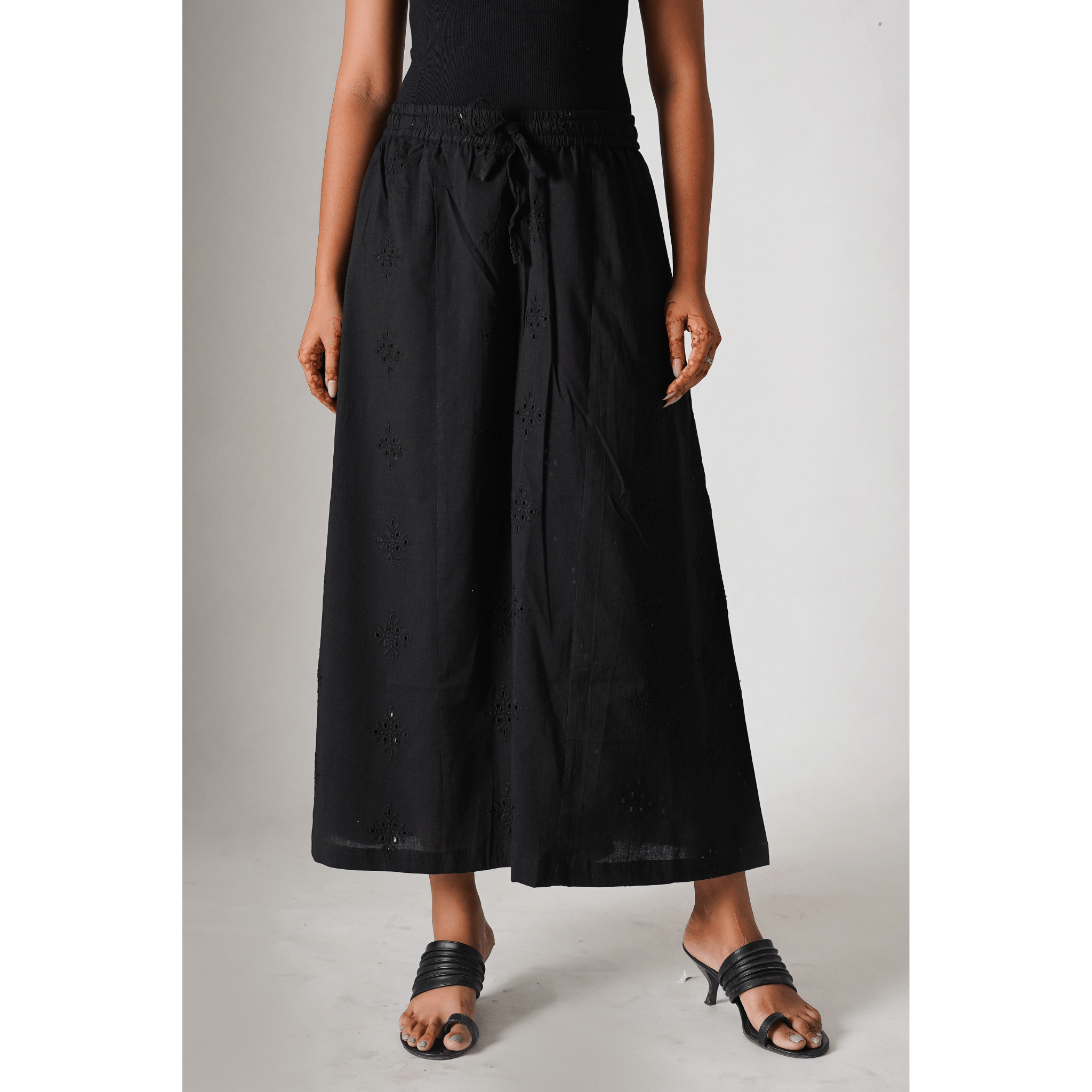 ''Amara'' Hakoba Black Cotton Palazzo