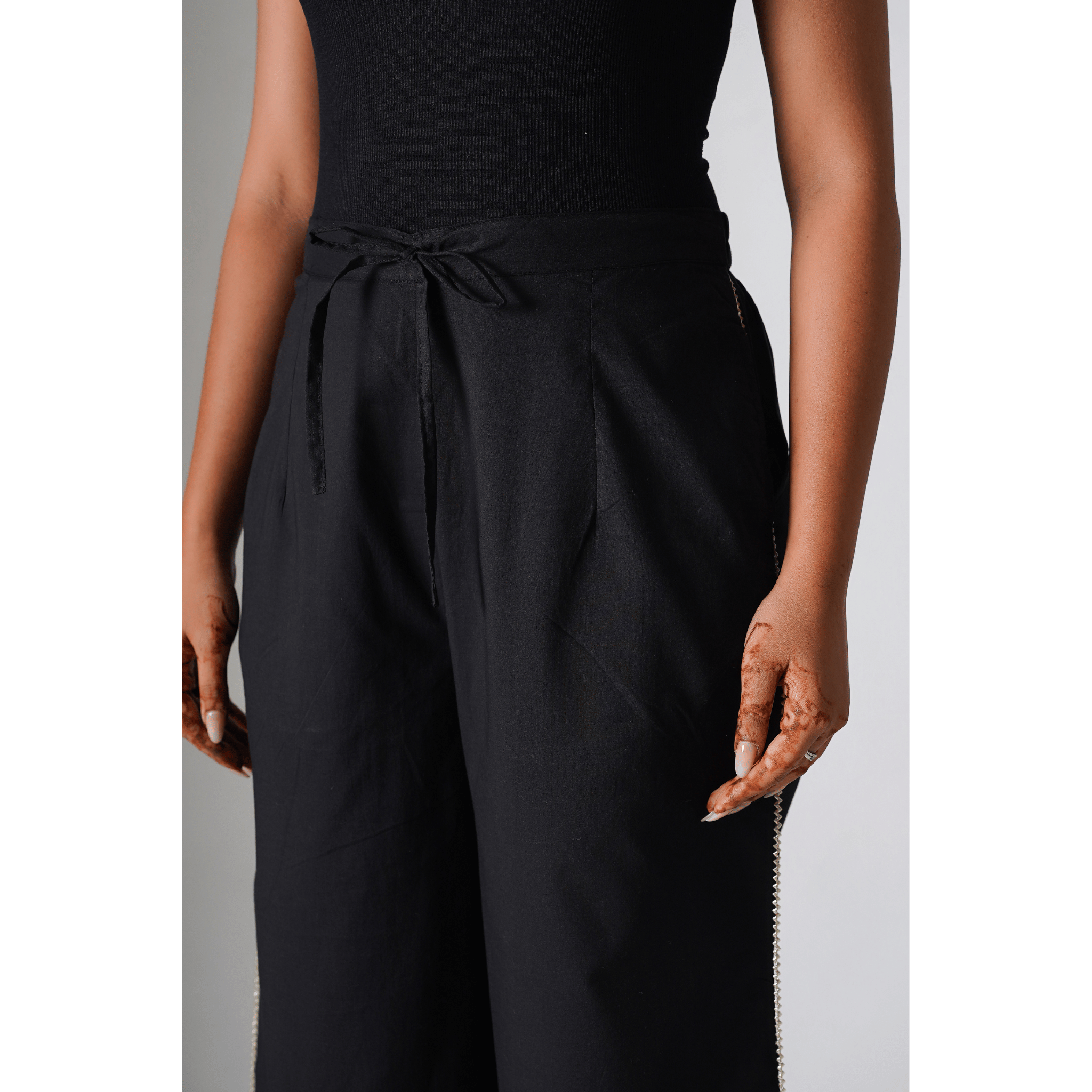 Dubai Bling Black Cotton Pants