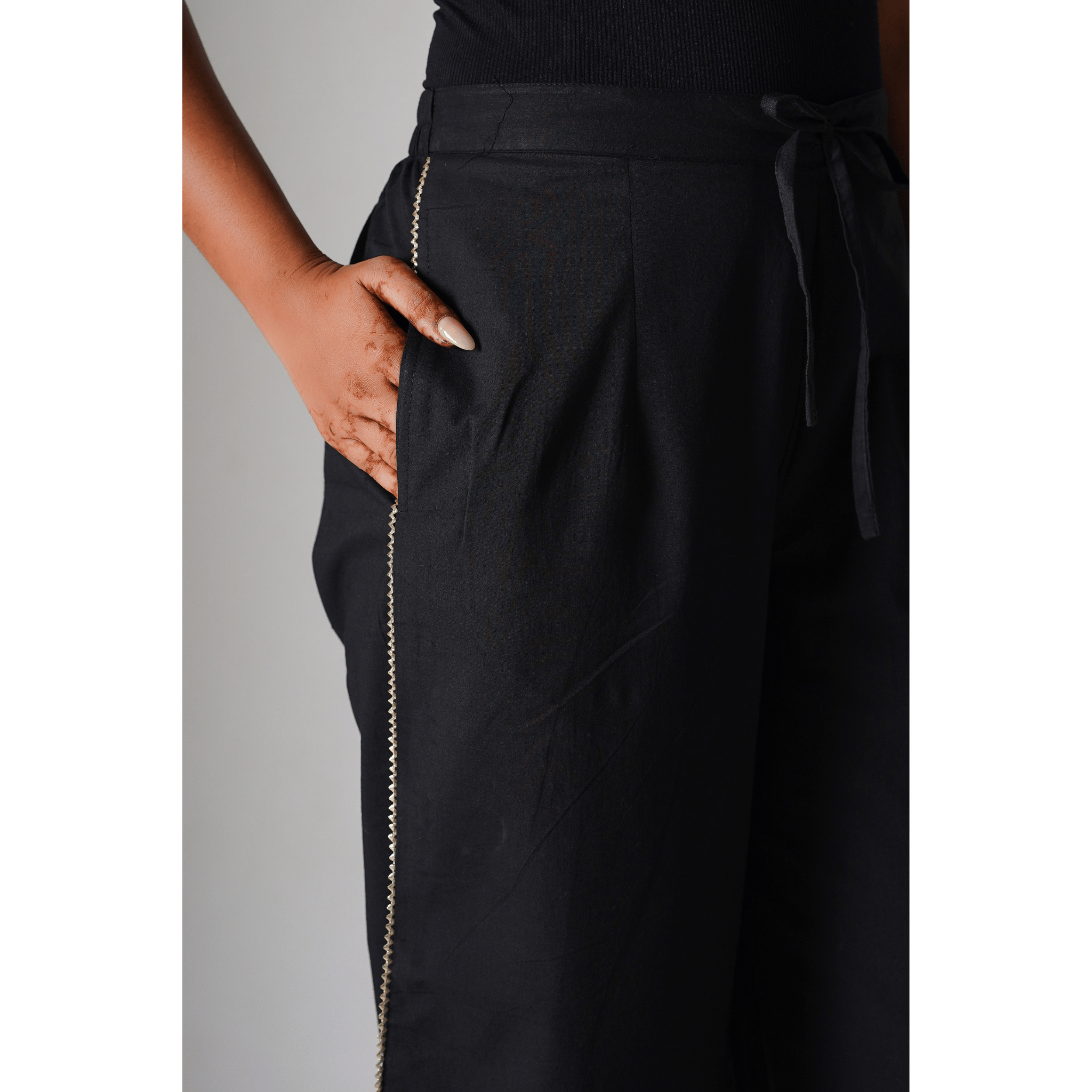 Dubai Bling Black Cotton Pants