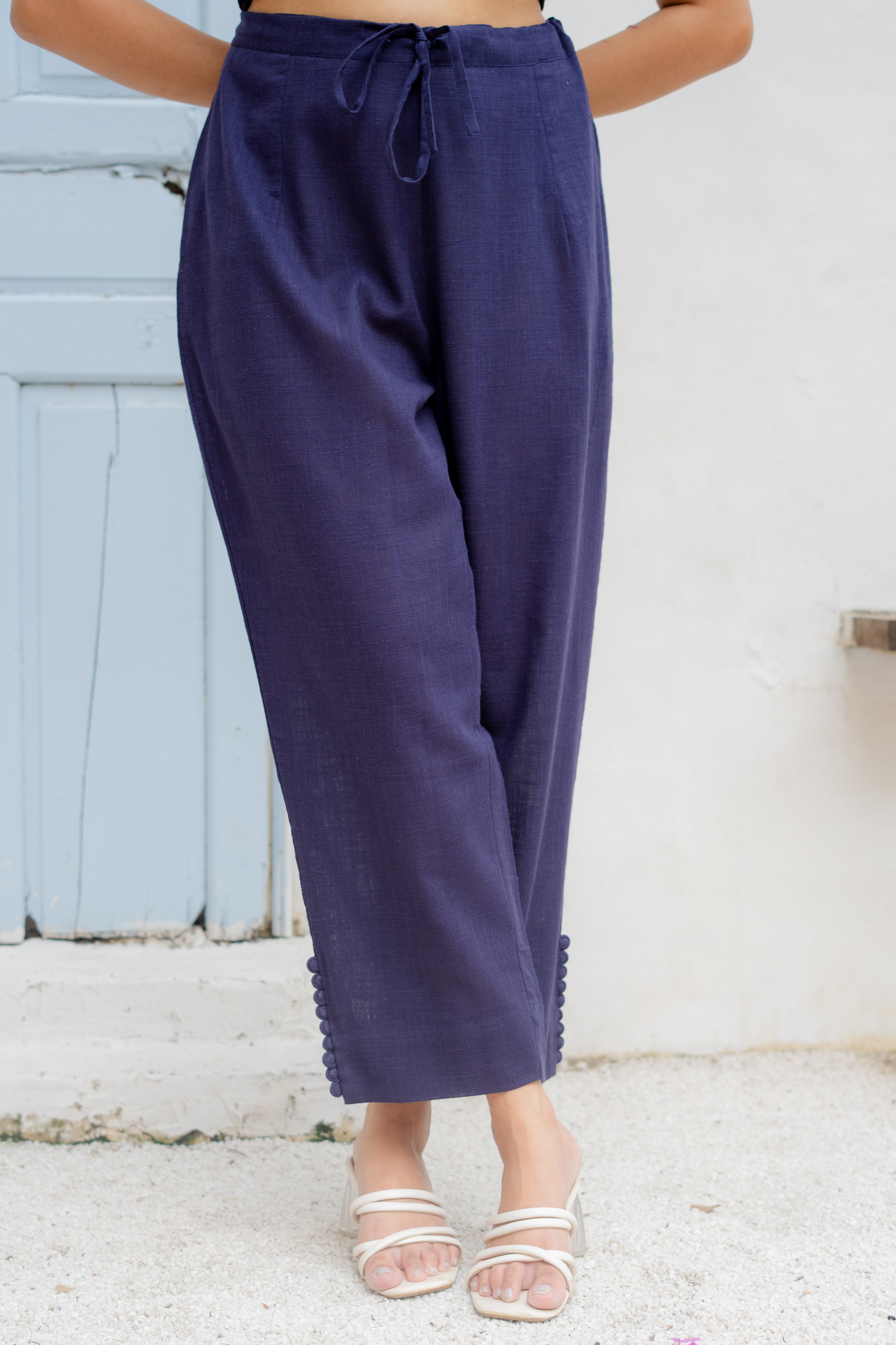 Indigo Cotton Slub Pants Pants