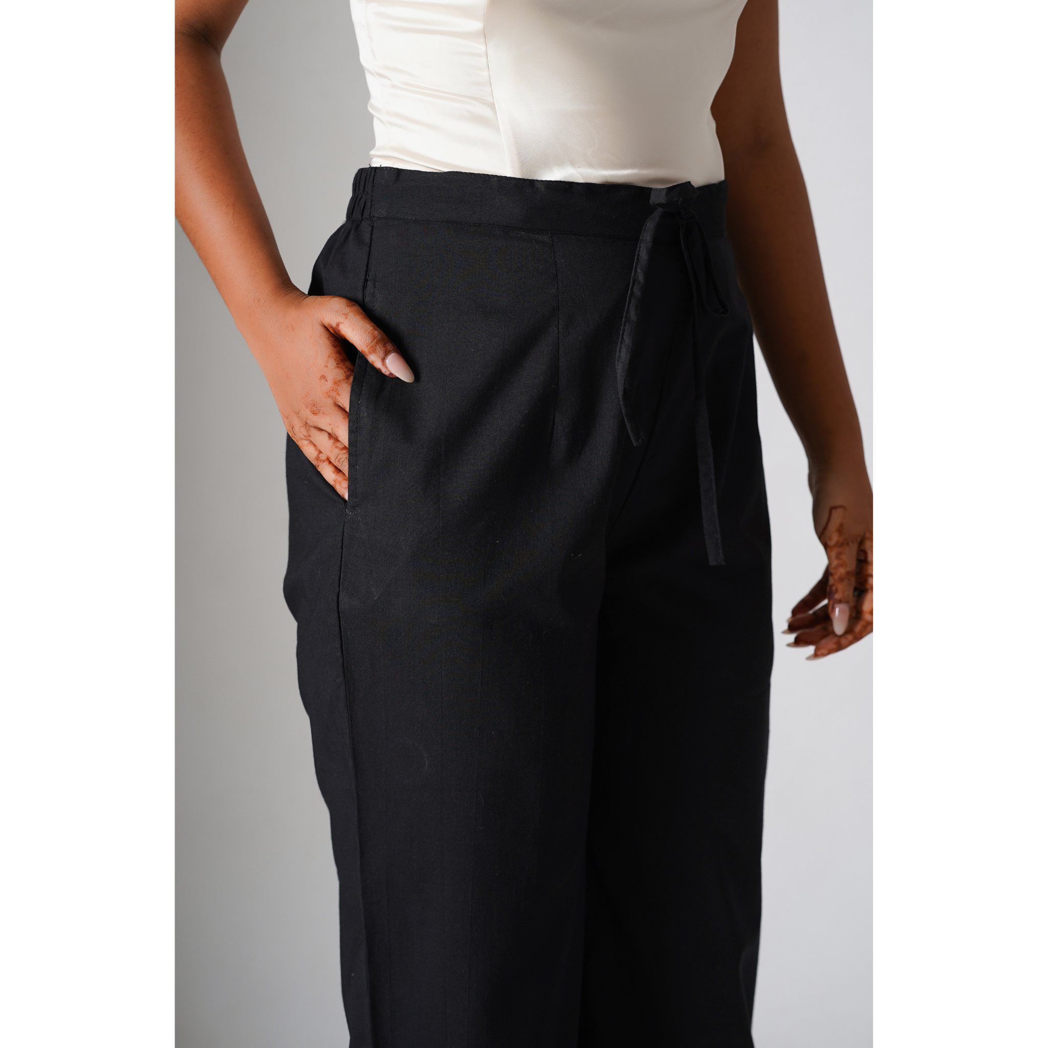 Basic Pants Combo- Black ( Cotton) & Beige ( Cotton-Linen)