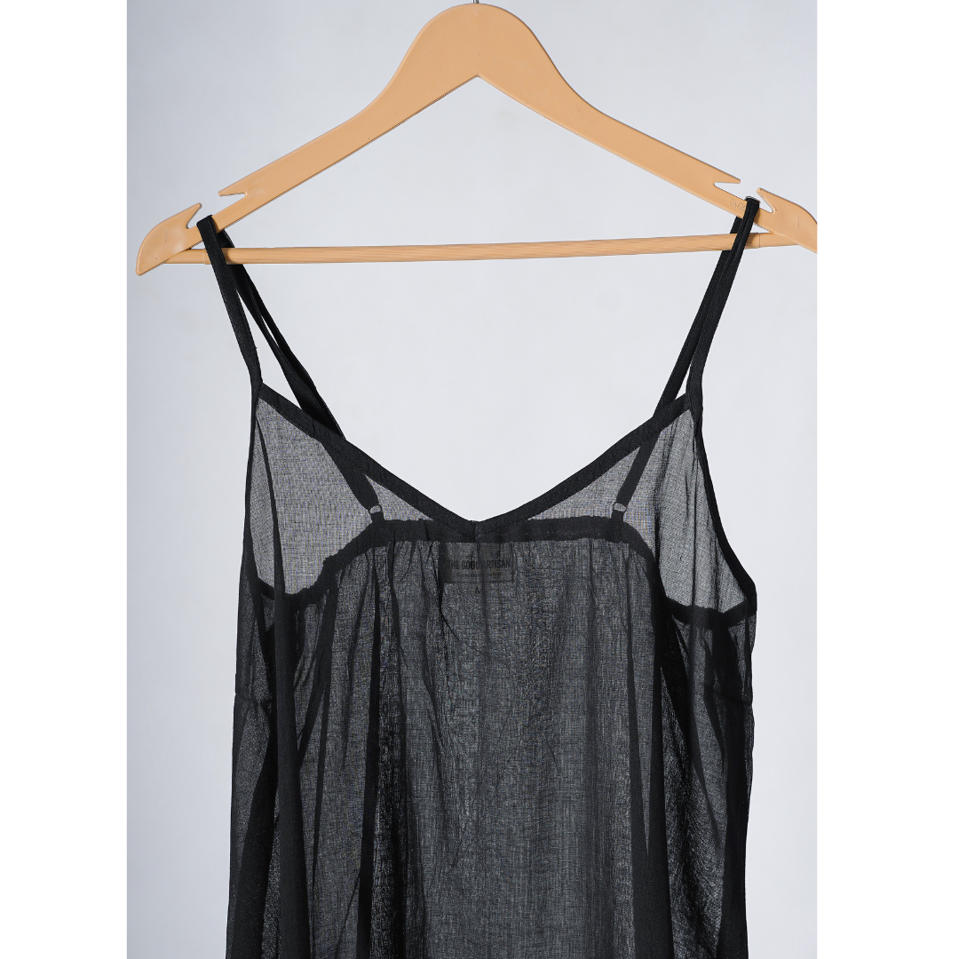 black cotton slip for under dress Sunspel Black Soft Minidress