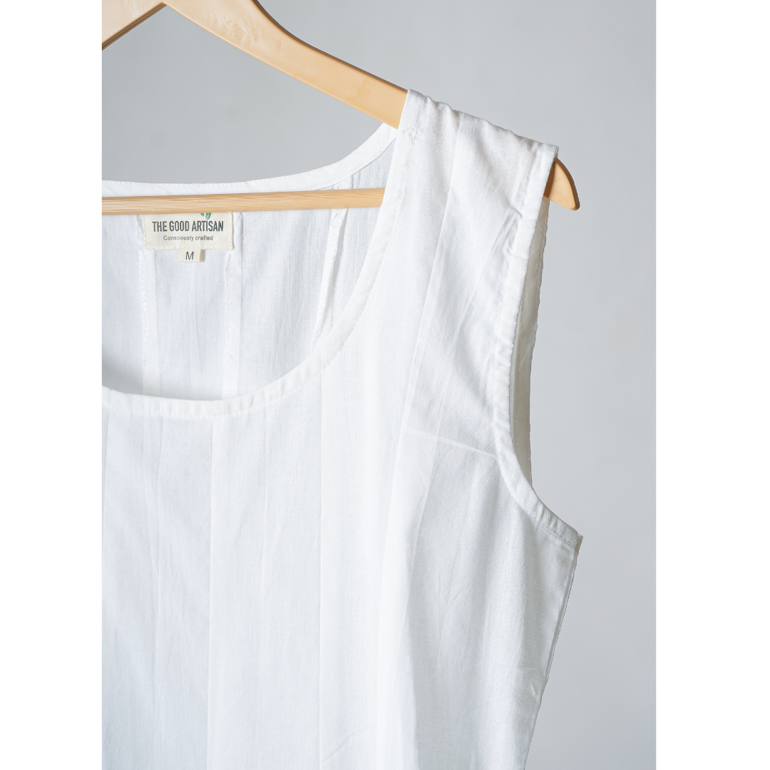 Anarkali White Cotton Slip