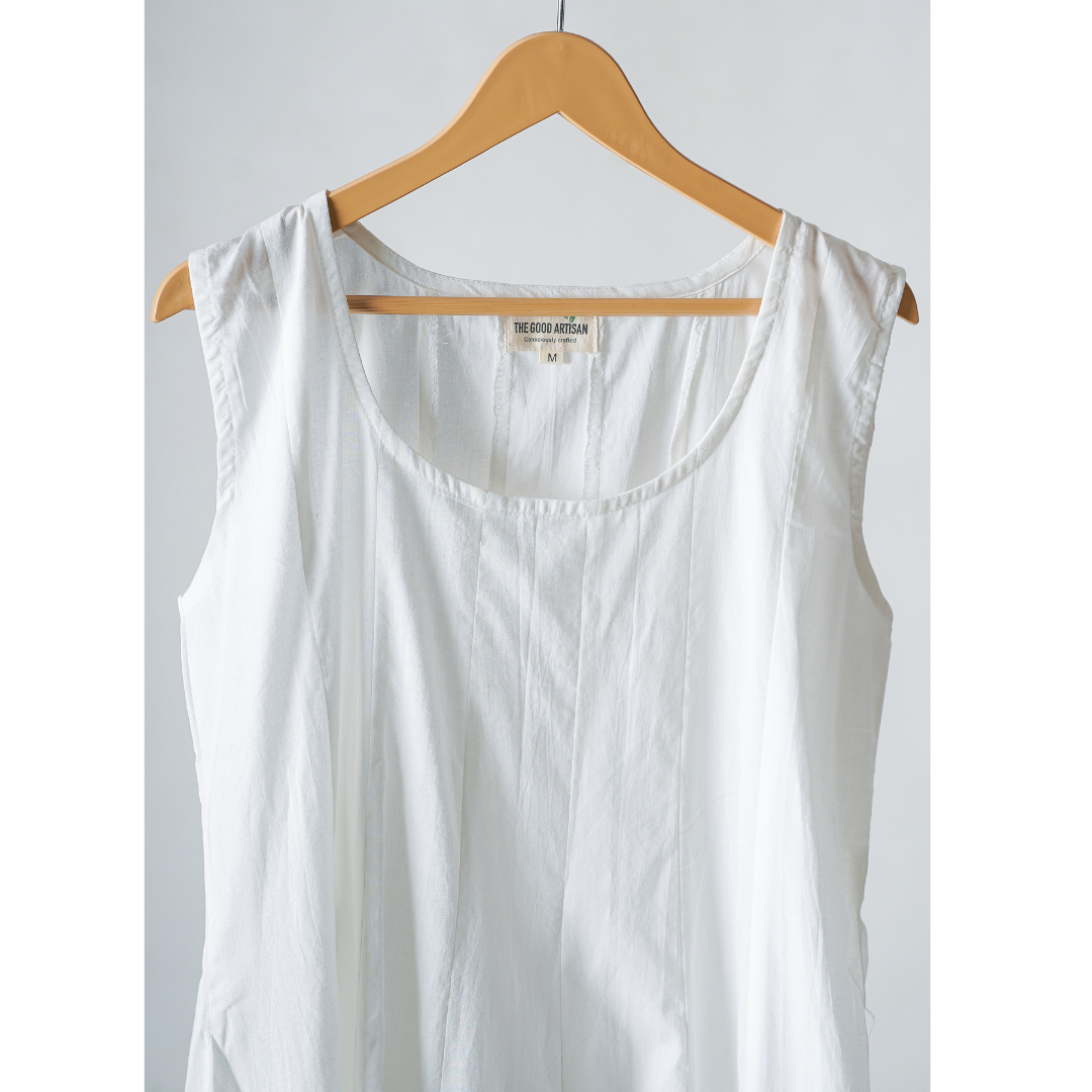 Anarkali White Cotton Slip