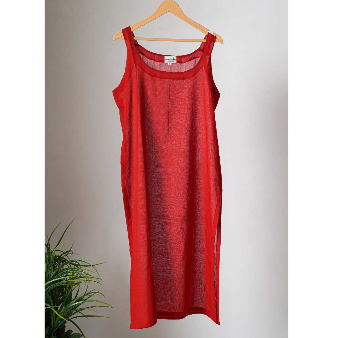 Combo offer- Red and Henna Green mulmul slip - Round neck