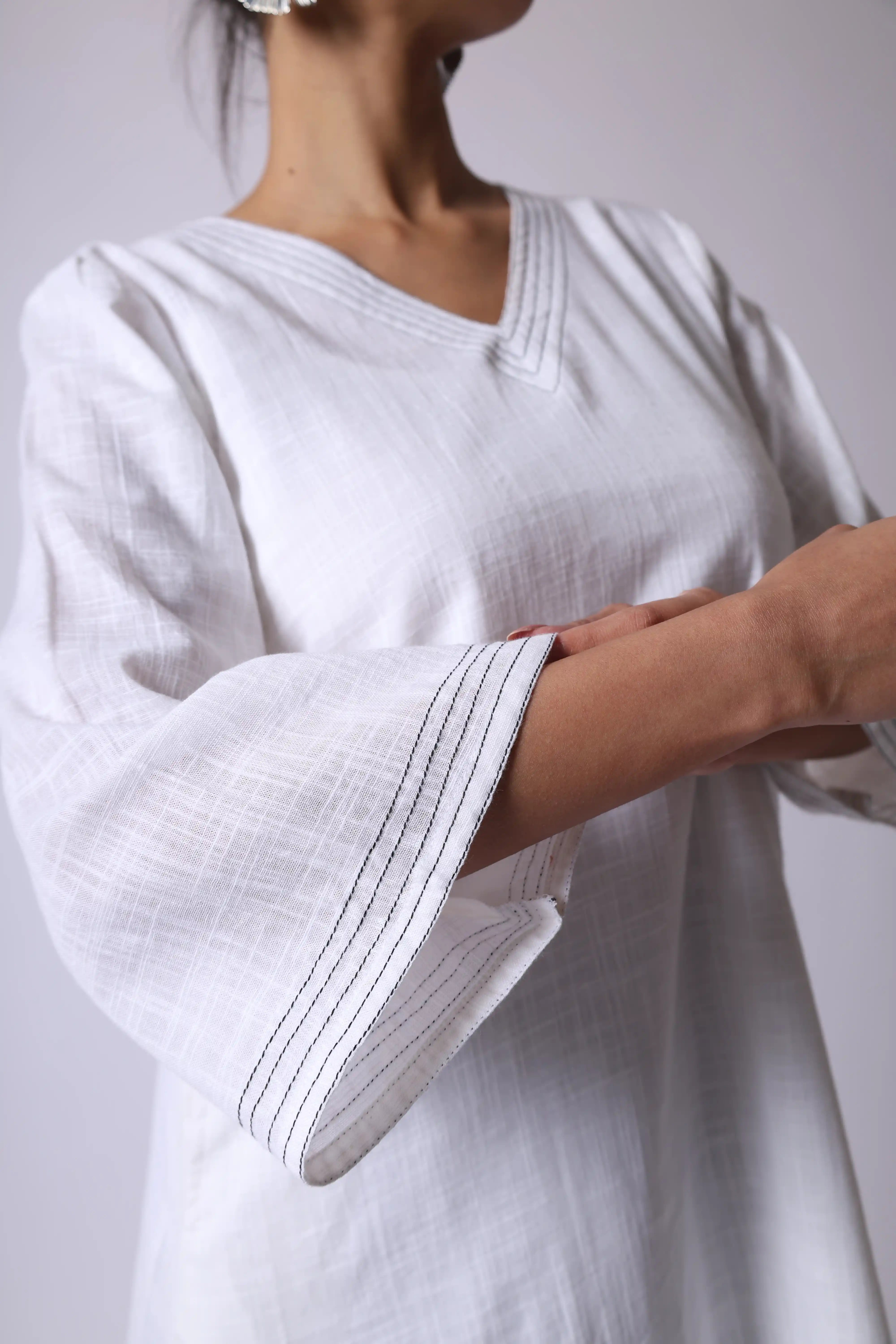 Amer- White Cotton- Slub Kurta